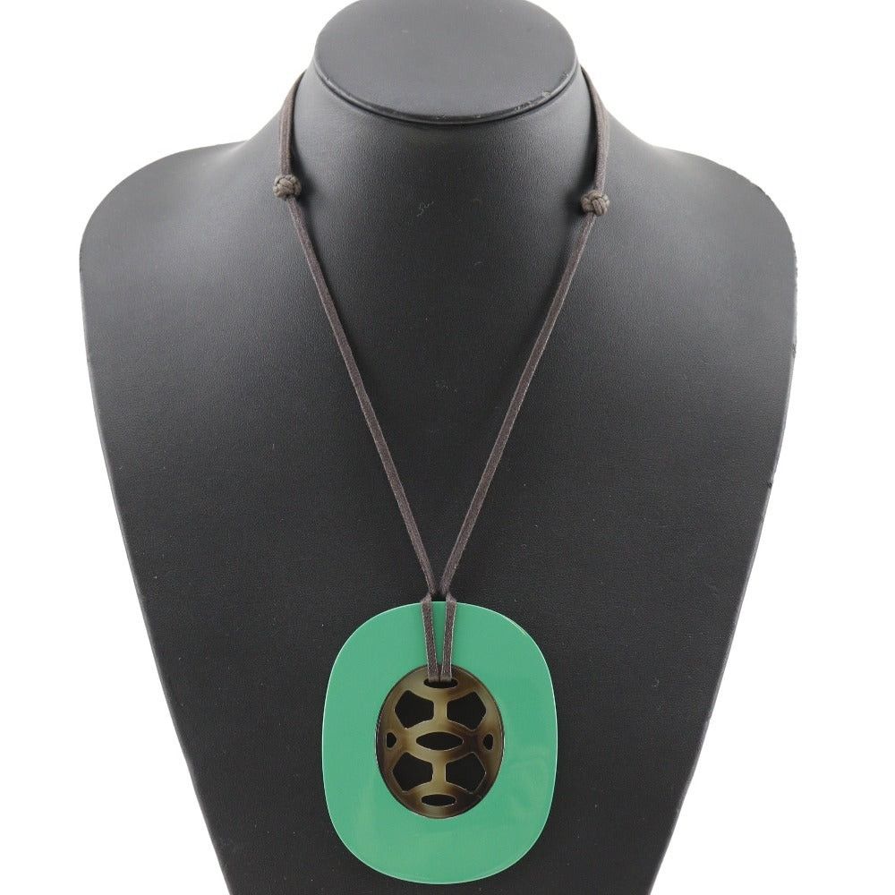 image of Hermes Lift Necklace in Green, Women's