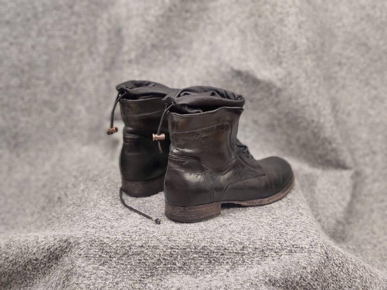 Other Vintage Guidi Style lace up Black Leather ankle Boots Size US 7 / IT 37 - 14 Thumbnail