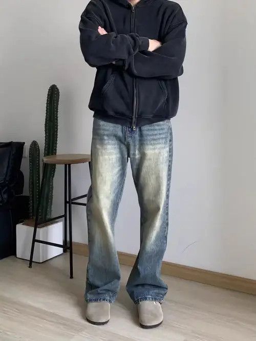 VIBE Vintage street washed and faded casual micro flare jeans Size US 36 / EU 52 - 2 Thumbnail