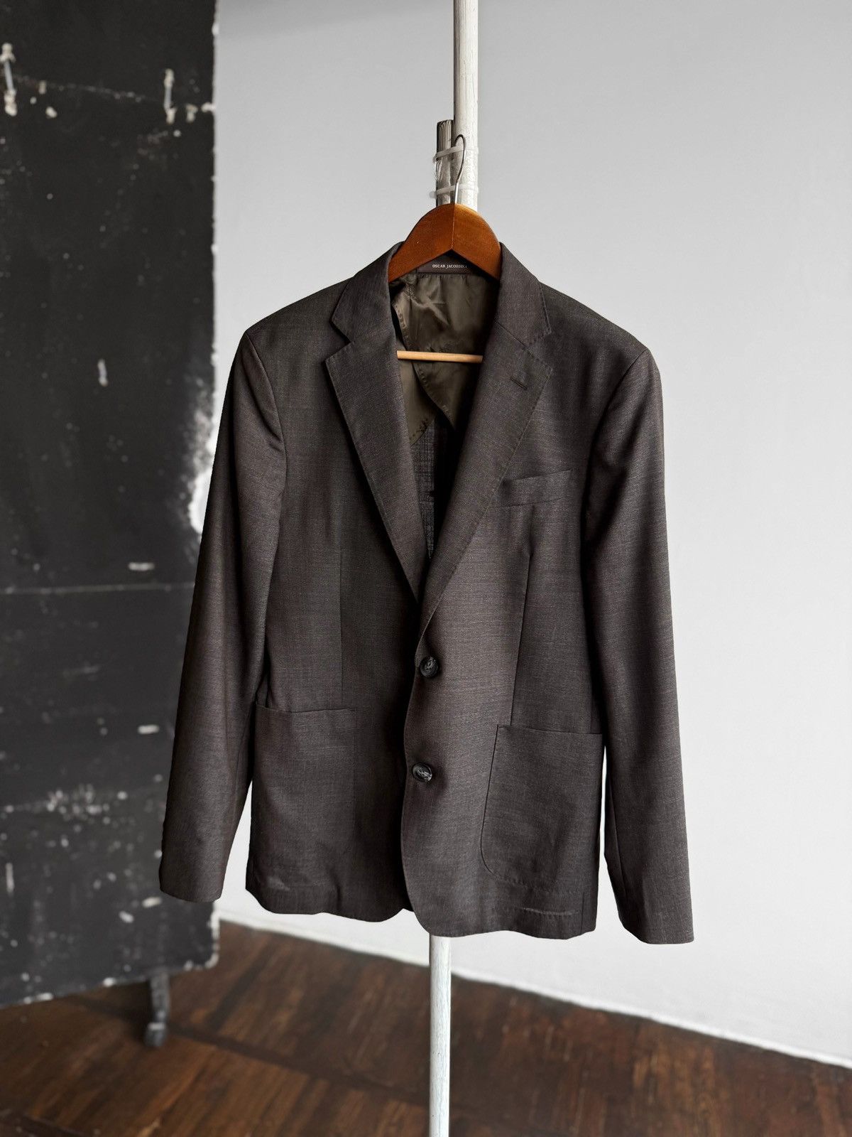 Designer × Oscar Jacobson Oscar Jacobson Premium Dark Brown Einar Suit Blazer Jacket Size 36S - 4 Thumbnail