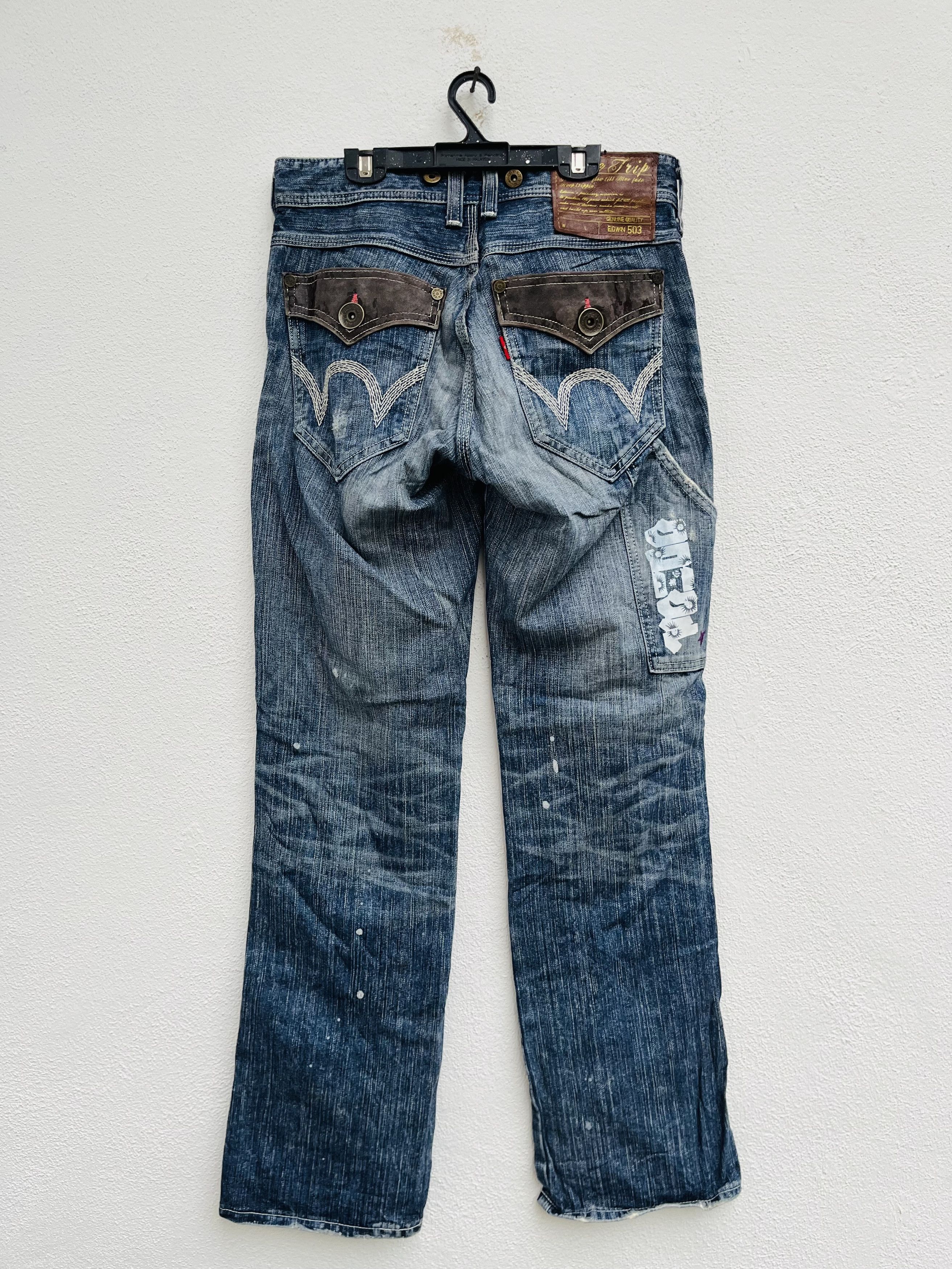 Japanese Brand Vintage Edwin 503 Blue Trip Japanese Distressed Style Size US 30 / EU 46 - 2 Thumbnail