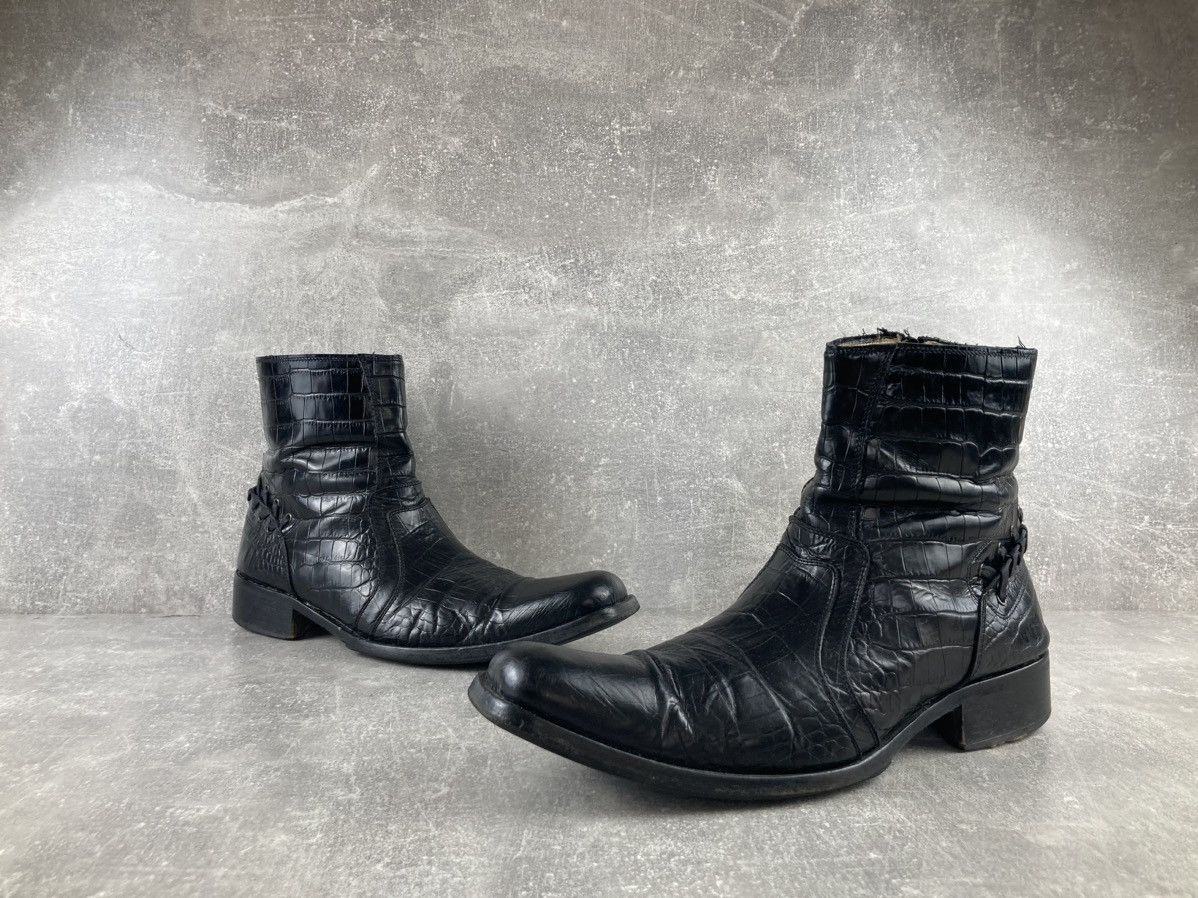 Genuine Leather Avant Garde crocodile leather guidi CDG style boots Size US 11 / EU 44 - 3 Thumbnail