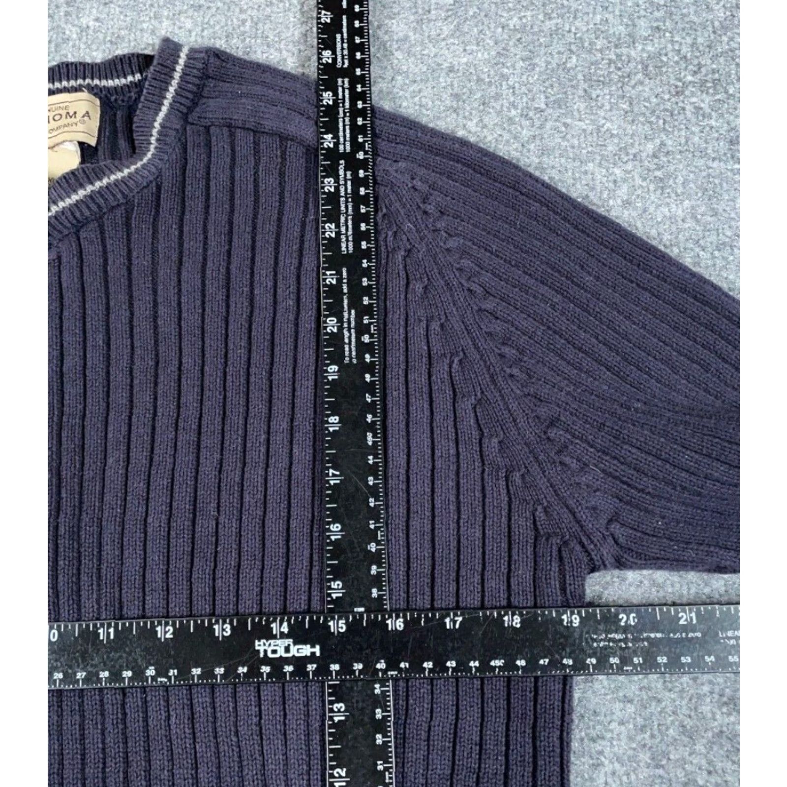 Vintage VINTAGE Sonoma Chunky-Knit Sweater Women's XL Dark Blue Ribbed V-Neck Punk Retro Hipster Size XL / US 12-14 / IT 48-50 - 4 Thumbnail