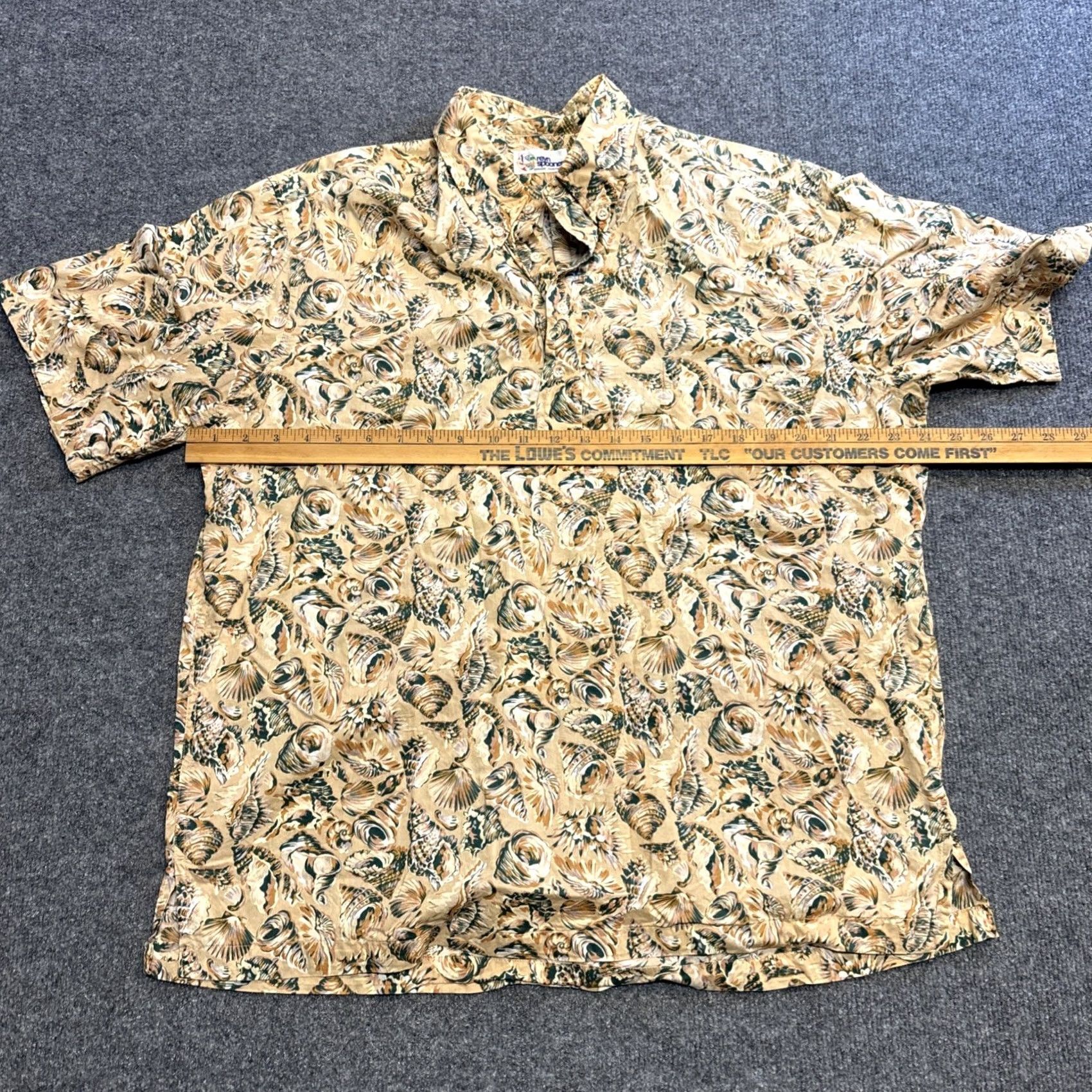 Reyn Spooner VINTAGE Reyn Spooner Shirt Button-Up Hawaiian Men L Beige Cotton AOP Seashell Egyptian Cotton USA Short Sleeve - Size US L / EU 52-54 / 3 - 3 Thumbnail