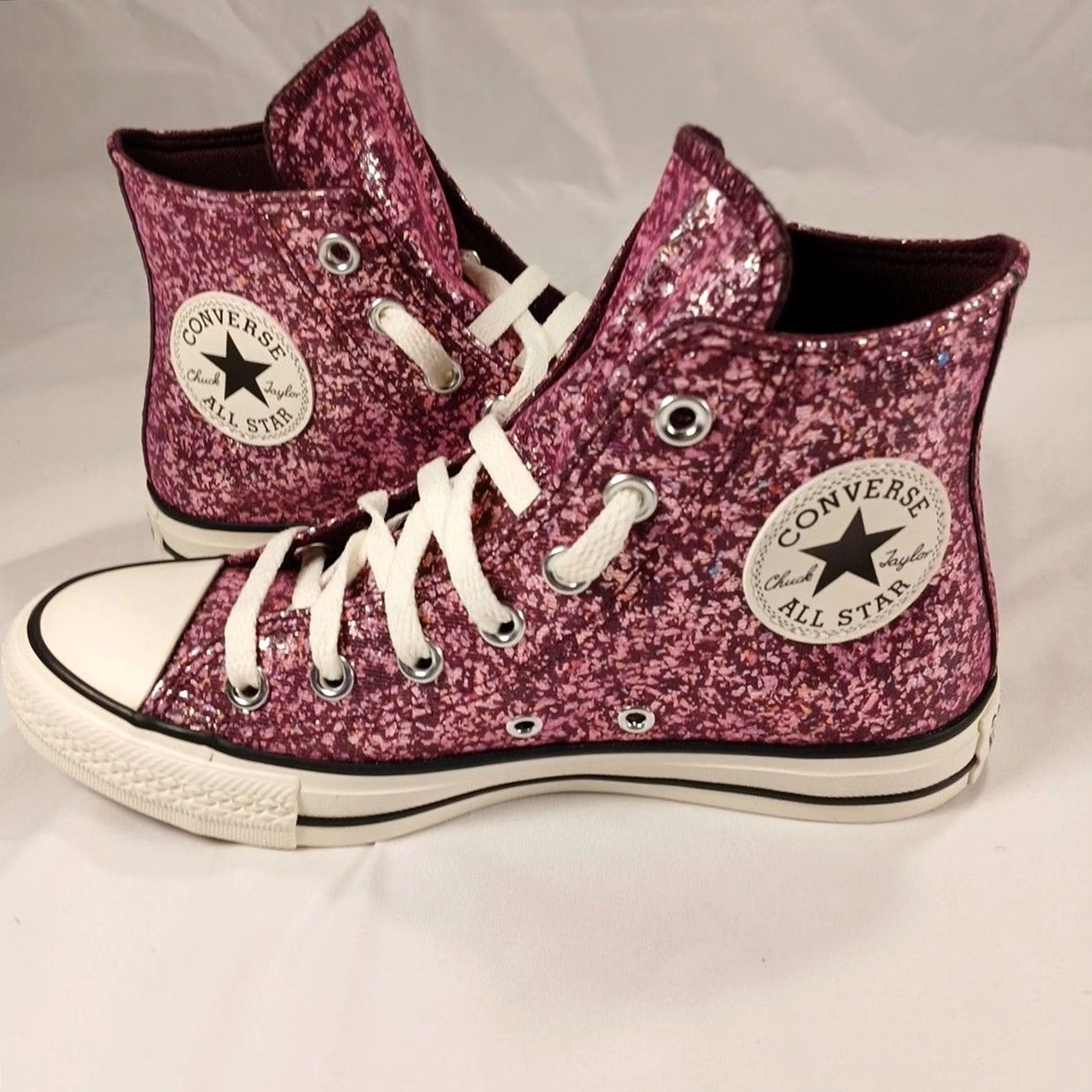 Converse VINTAGE No Converse Chuck Taylor All Star Hi Women’s 6.5 Pink Purple Glitter Shoes Casual Sneakers High Top Stars Rainbow Glitter Women’s Size M / US 6-8 / IT 42-44 - 7 Thumbnail
