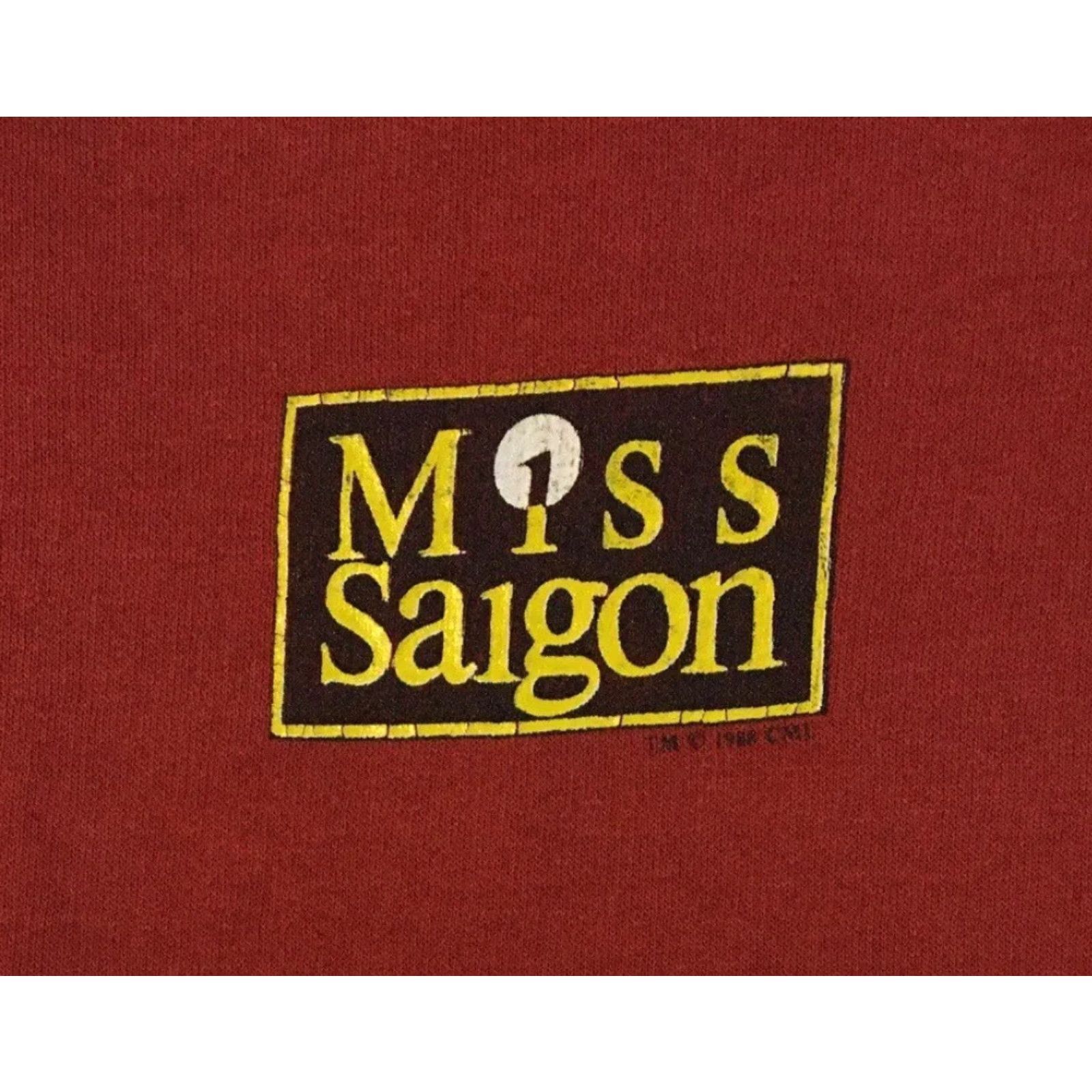Vtg 80s Miss Saigon Musical Faded Promo Sweatshirt L Acting Play Drama Grunge Hoodie Men Red