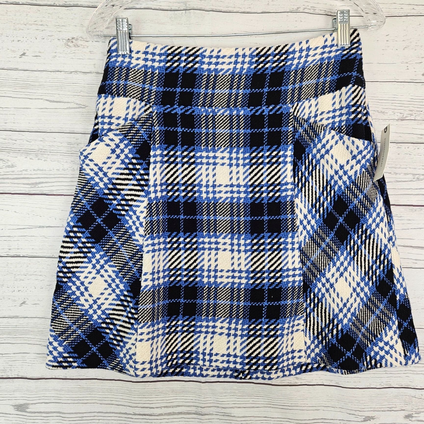 Vintage Maeve Plaid Skirt Womens Sz 4 Blue White Cotton Pockets A-Line Short Size 27" / US 4 / IT 40 - 2 Thumbnail