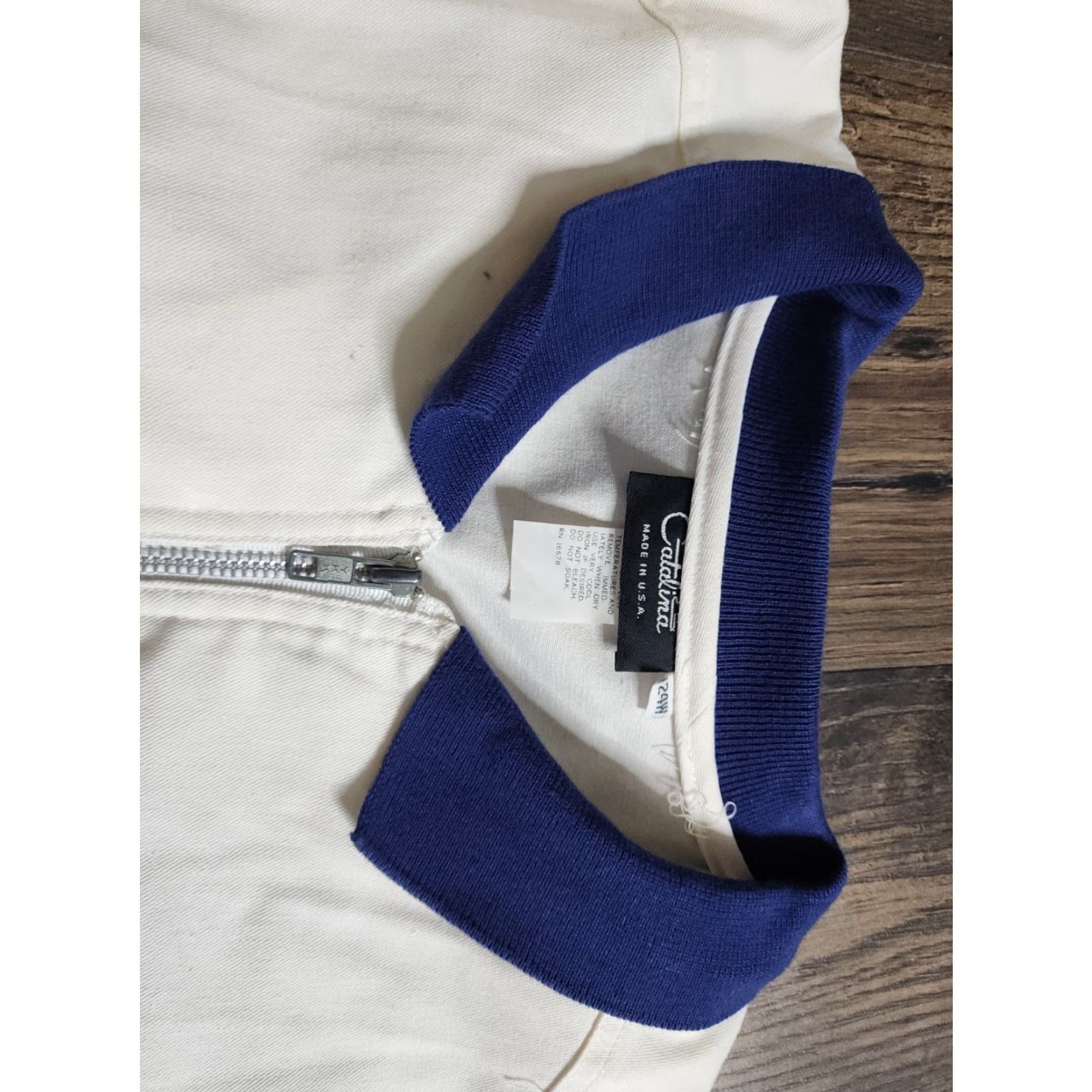 Catalina VINTAGE Catalina Jacket Woman's 24W Cotton Blend Plus Ivory 1980s Bomber Sailing Boating Classic Shirt/Outerwear Mens? Size 4XL / US 24-26 - 3 Thumbnail