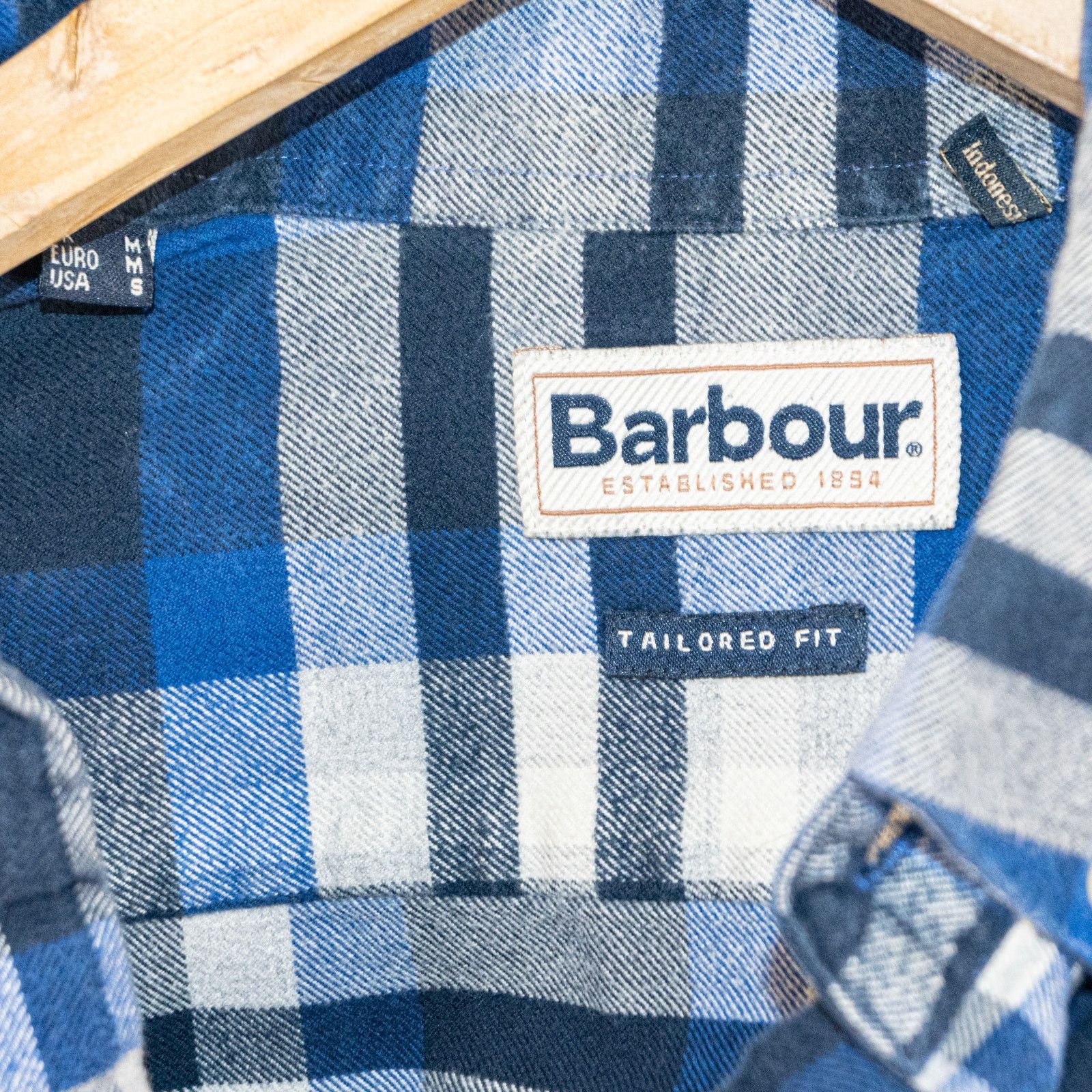 Barbour Barbour Men's Small Button Down Flannel Shirt Blue Plaid Size US S / EU 44-46 / 1 - 5 Thumbnail