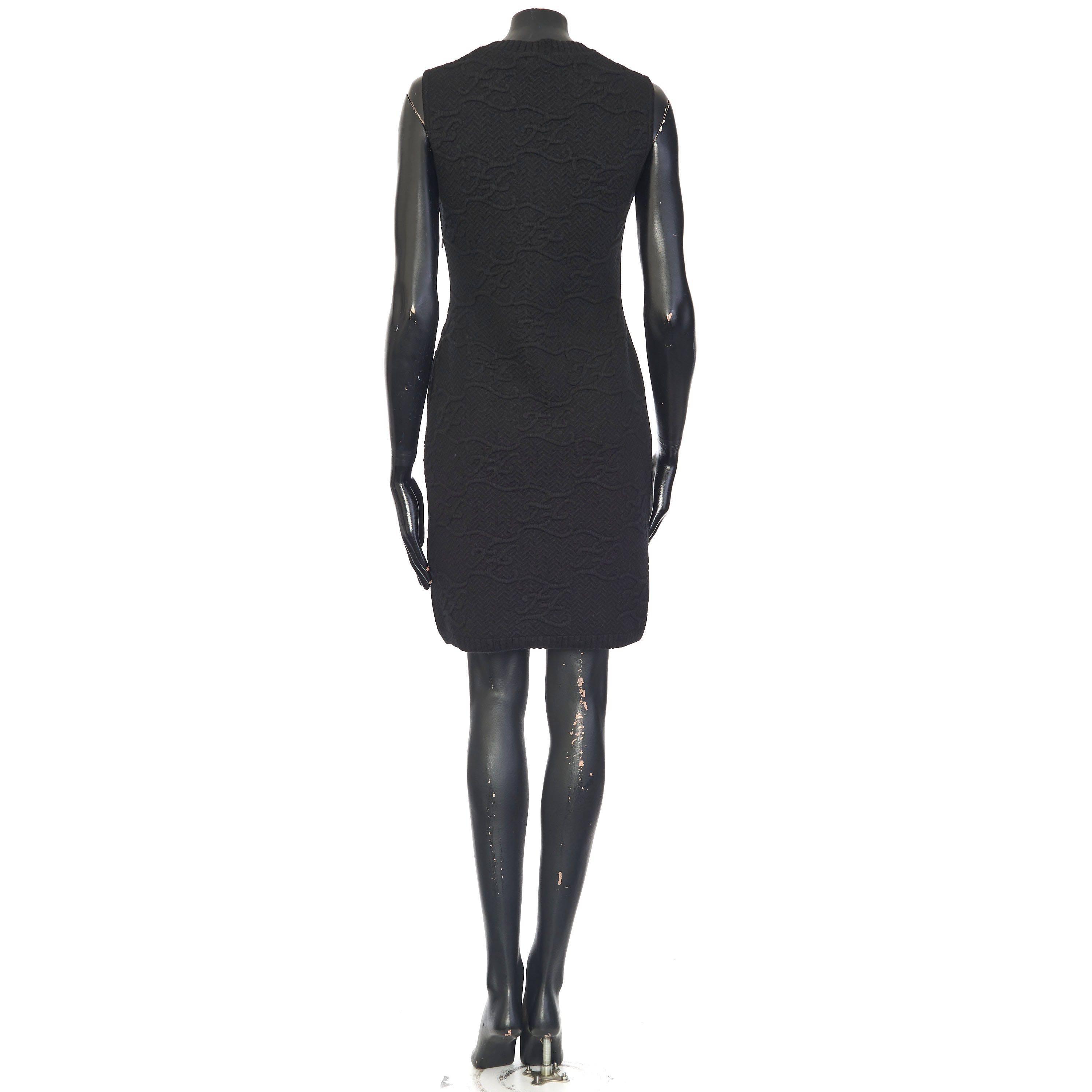 Fendi Black Sleeveless Dress With FF Karligraphy Motif Size S / US 4 / IT 40 - 6 Thumbnail