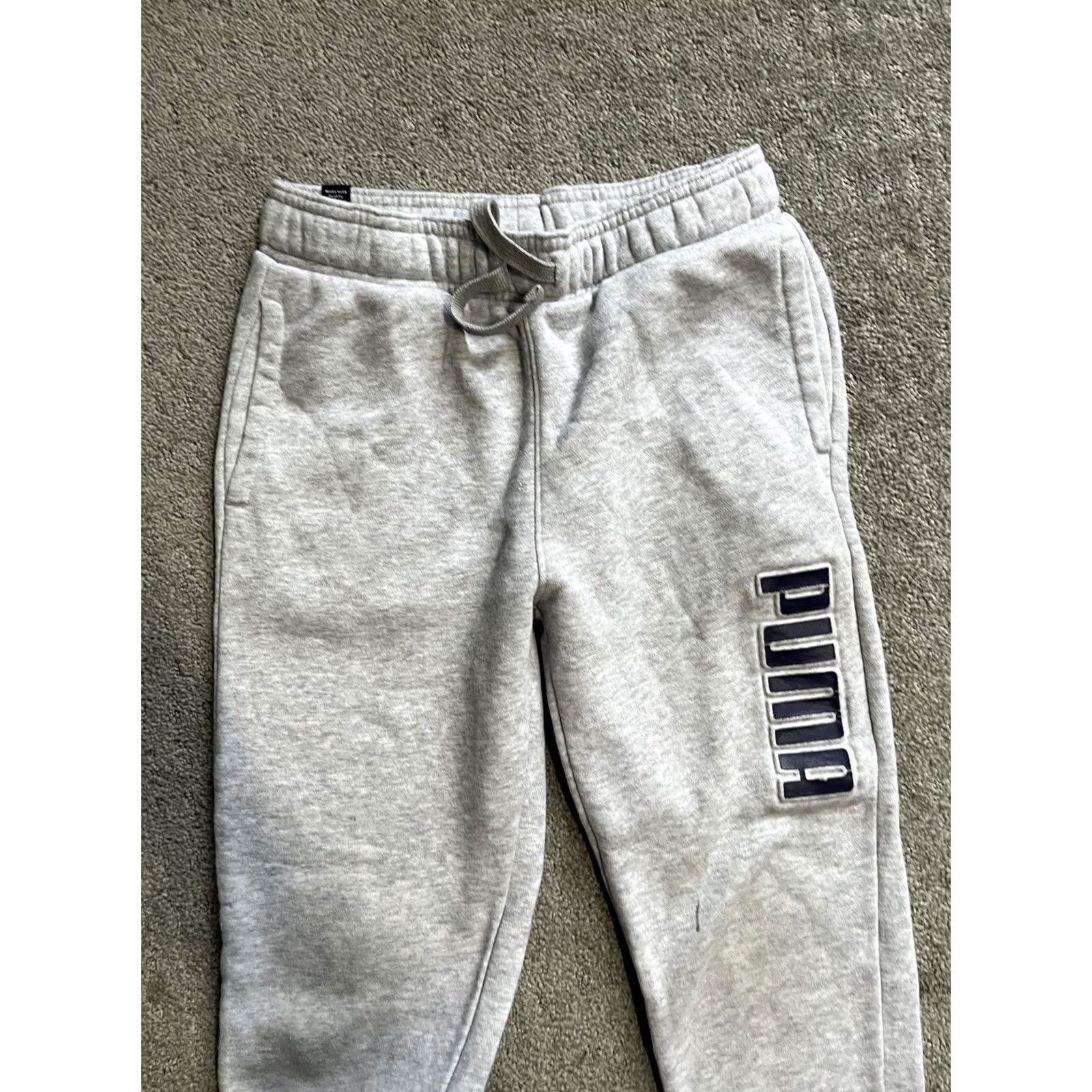 Puma PUMA Unisex Jogger Pants Size S Gray Fleece Cotton Drawstring Pockets Size US 29 - 2 Thumbnail