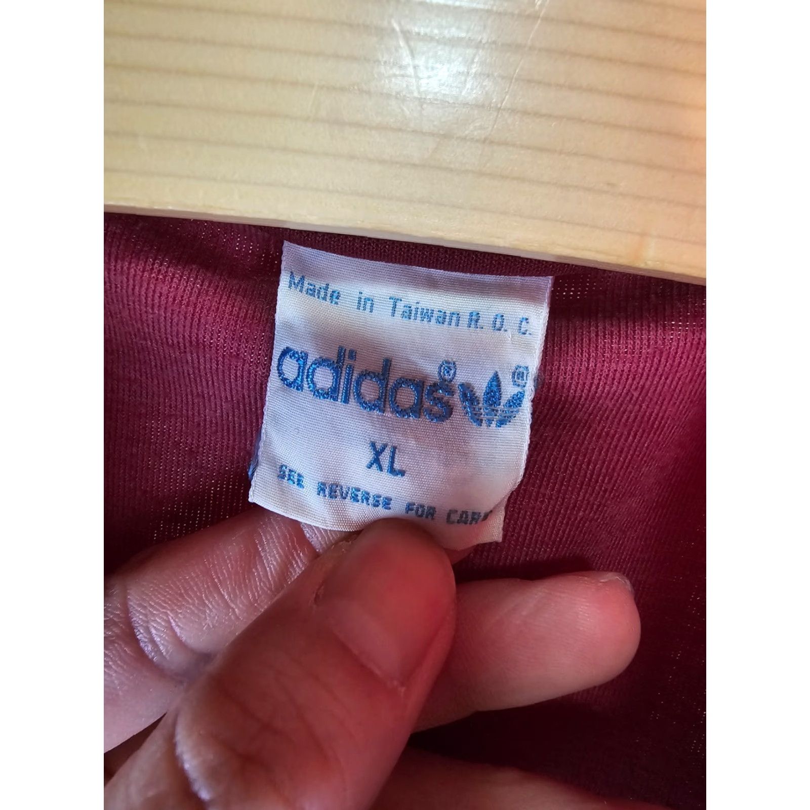 Adidas VINTAGE adidas TRACK JACKET SZ XLARGE MEN BURGUNDY OLD SCHOOL TREFOIL TOP JACKET Track Jacket XL Mens BURGUNDY 70s Size US XL / EU 56 / 4 - 5 Thumbnail