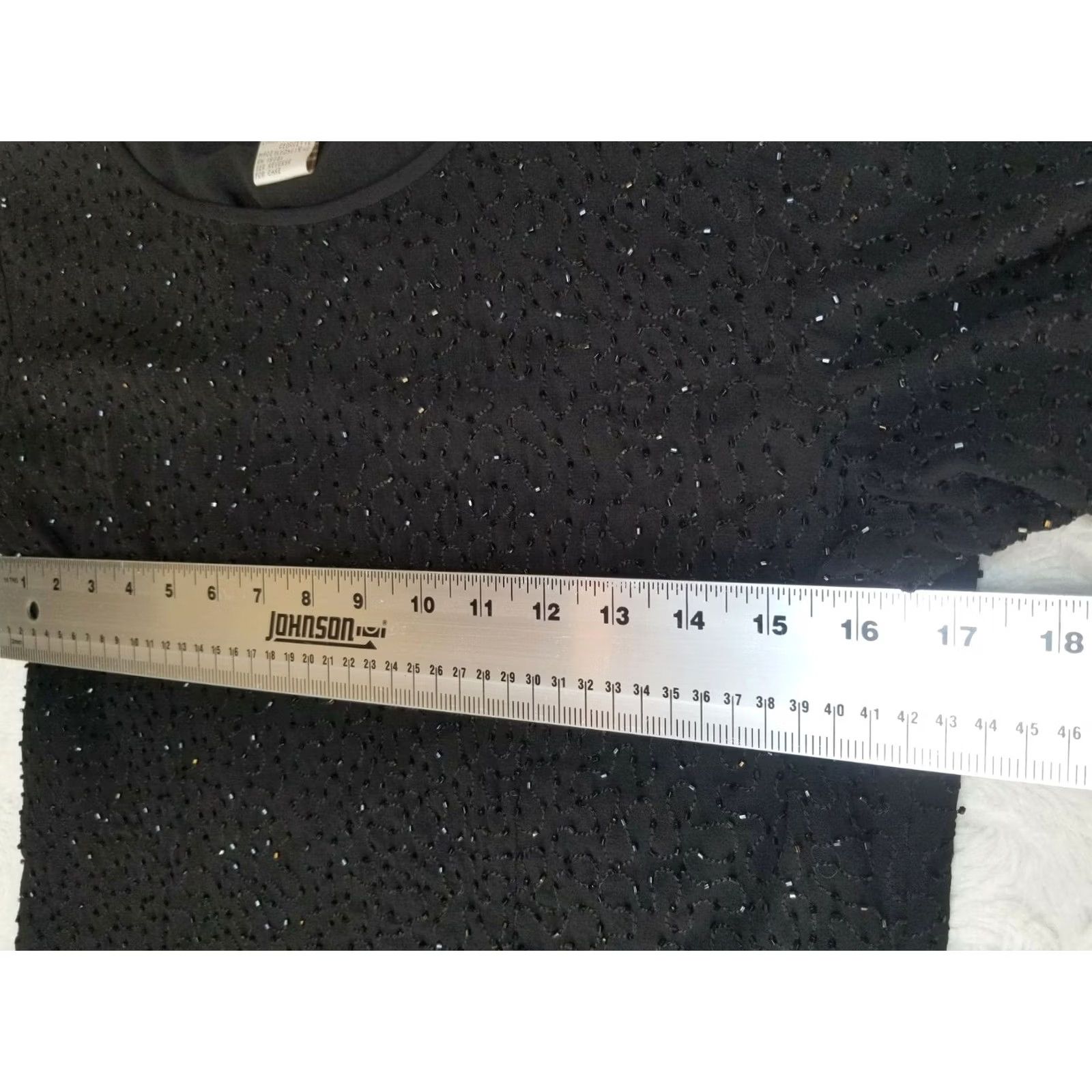 Vintage Doncaster Beaded Blouse Women's Silk Black Short Sleeve Scoop Neck Lined Size 2 Size XS / US 0-2 / IT 36-38 - 7 Thumbnail