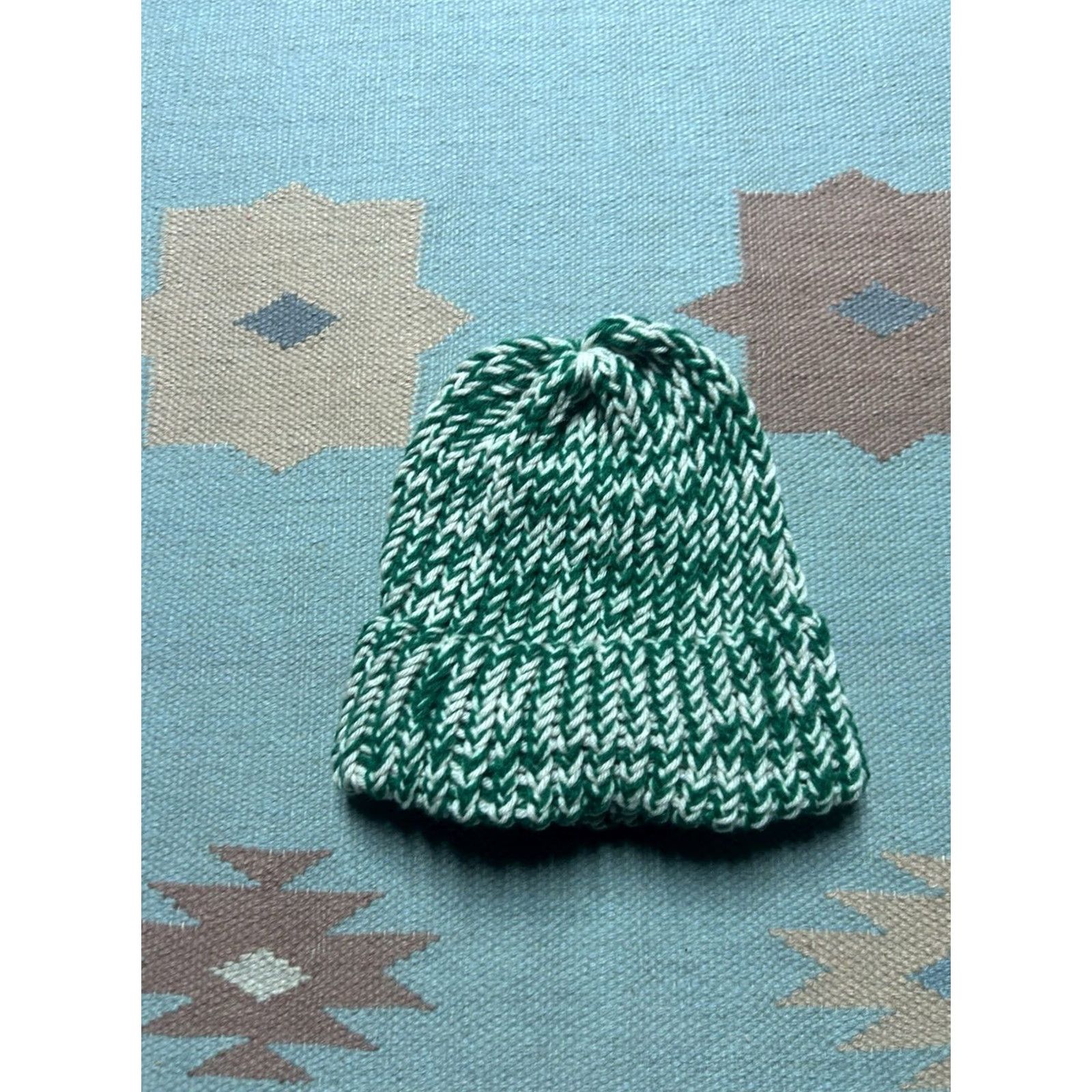Vintage VINTAGE Hand knit crochet beanie winter hat green white Michigan state MSU one size Size ONE SIZE - 3 Thumbnail