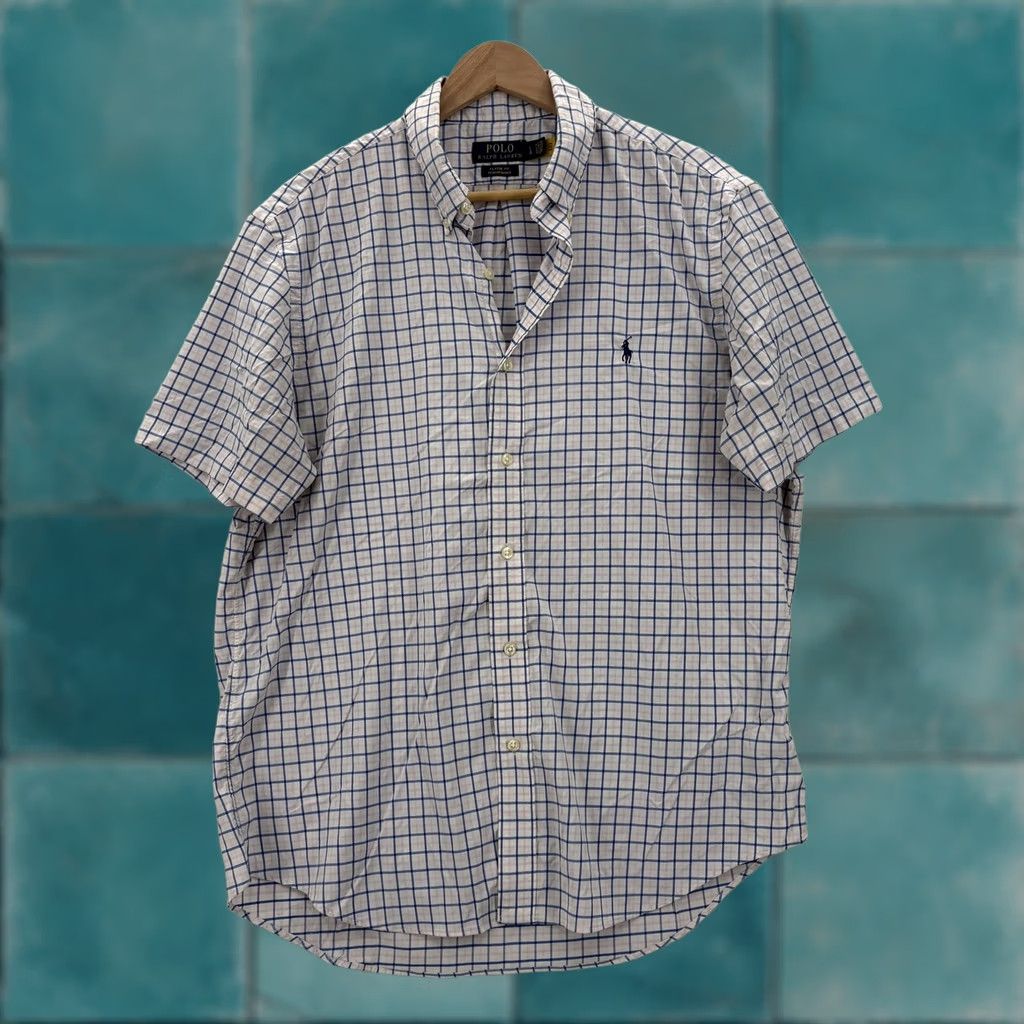 Polo Ralph Lauren Polo Ralph Lauren Shirt Mens Large White Check Short Sleeve Performance Stretch Button-Up Classic Fit Size US L / EU 52-54 / 3 - 1 Thumbnail