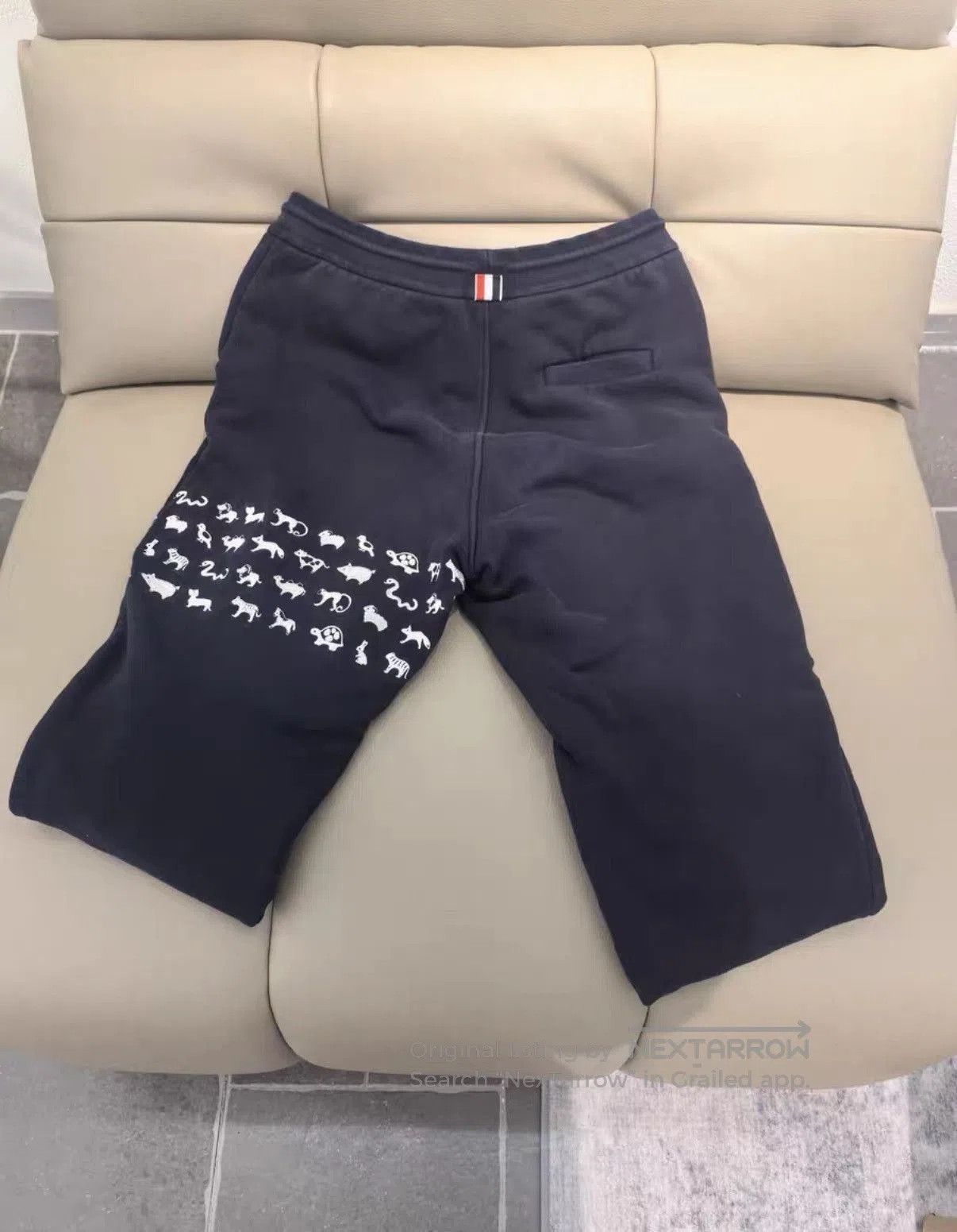 Thom Browne Blue Sweatpants with Animal Print Detail . Size US 34 / EU 50 - 2 Thumbnail