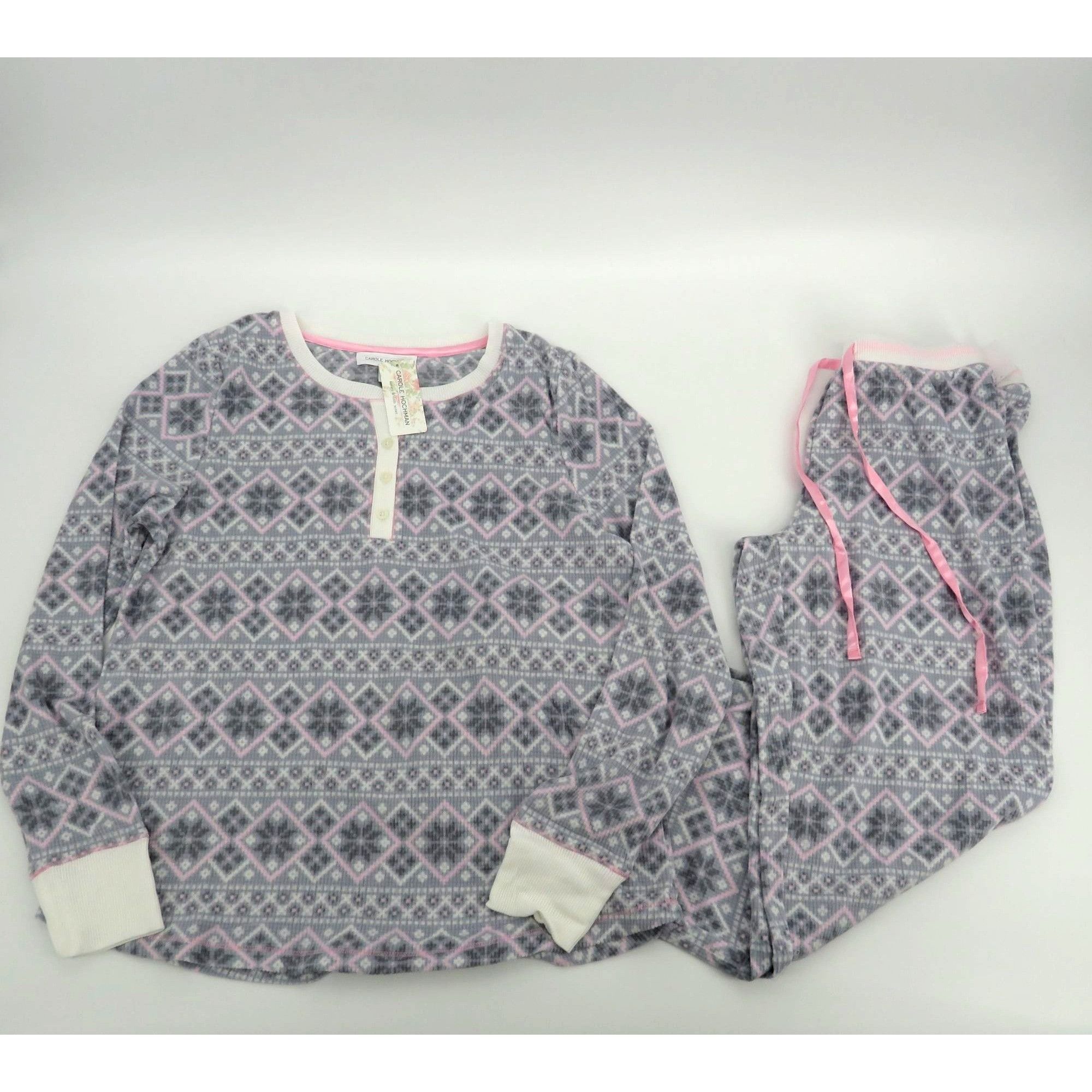 Other Carole Hochman Women's Small Pajama Set Long Sleeve Gray/Pin Size ONE SIZE - 1 Thumbnail