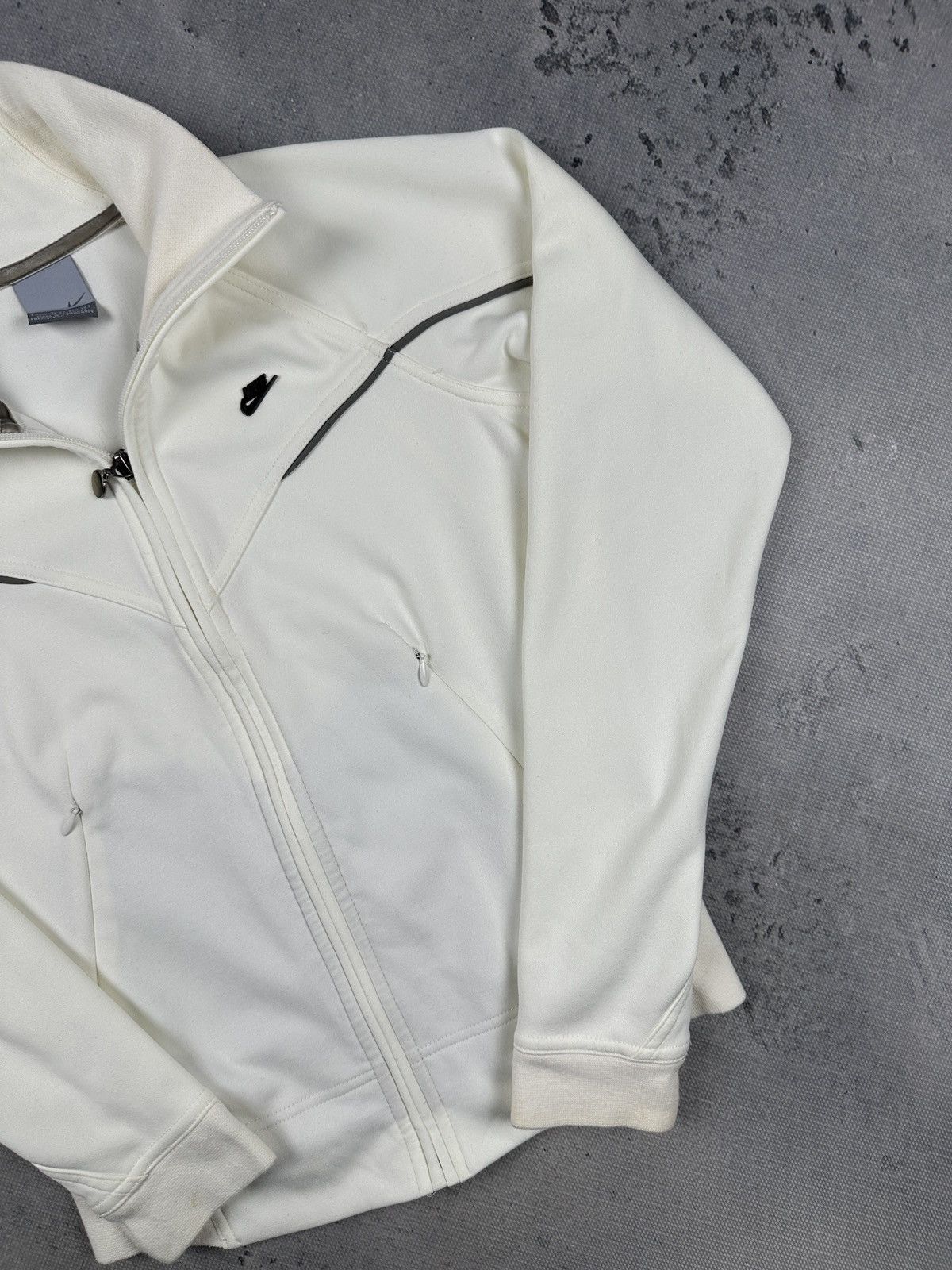 Nike Vintage Nike Mini Swoosh Full Zip Track Jacket Cream Y2K Size XS / US 0-2 / IT 36-38 - 3 Thumbnail