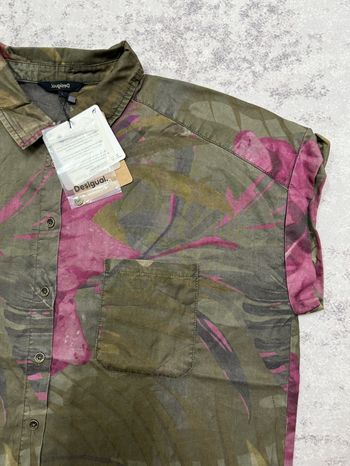 Desigual Desiqual Tencel Tropical Shirt “Rous” Size L / US 10 / IT 46 - 4 Thumbnail