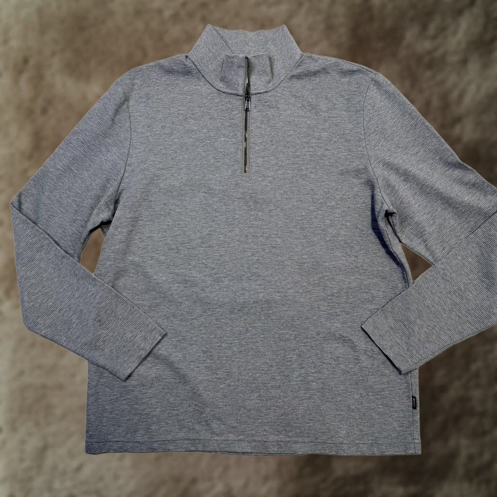 Hugo Boss BOSS Hugo Boss Sweater Mens Large Gray Quarter Zip Mock Neck Pullover Long Sleeve Knit Size US L / EU 52-54 / 3 - 1 Thumbnail