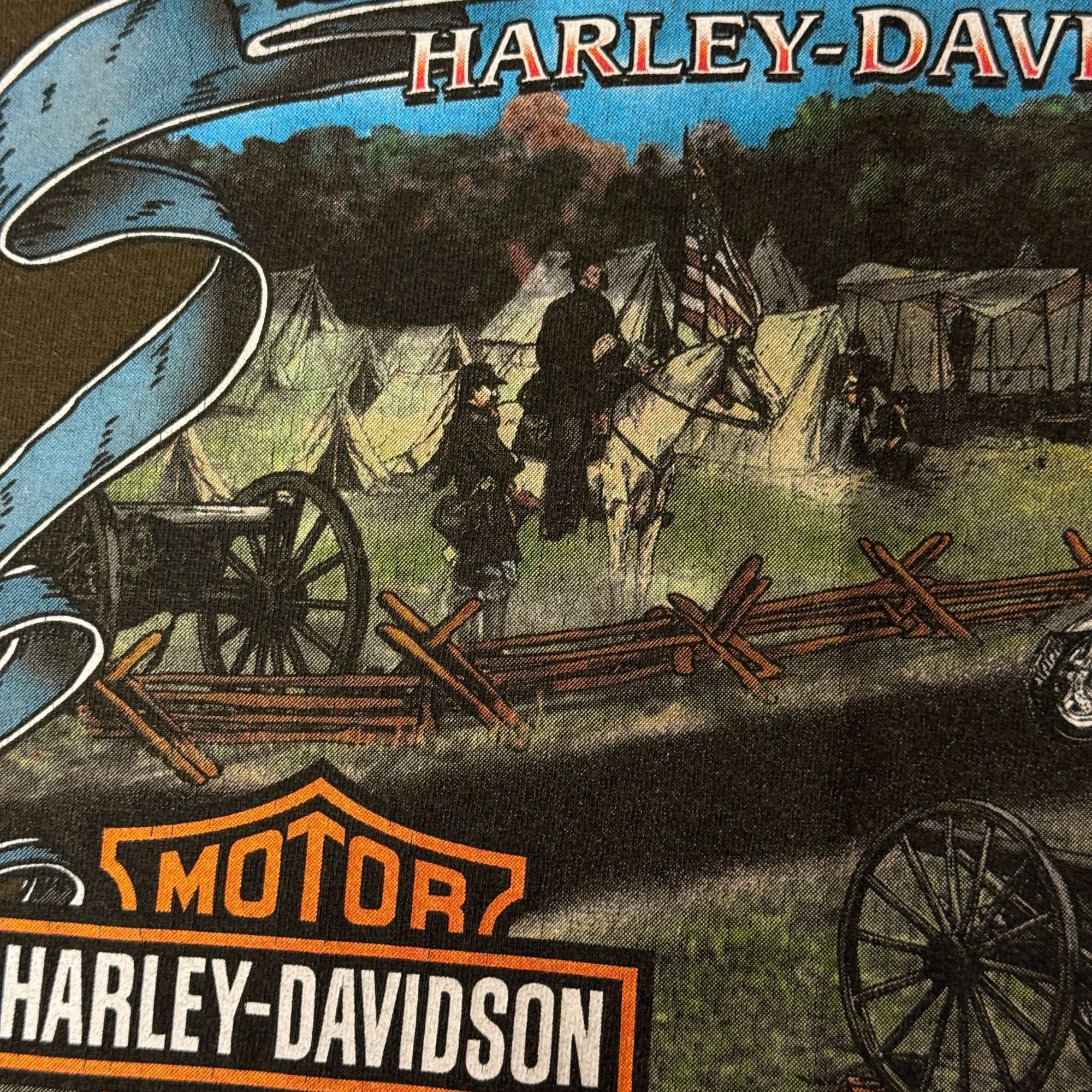 Harley Davidson BATTLEFIELD GETTYSBURG Pa LEGENDS NEVER DIE Motorcycle Biker Size US XL / EU 56 / 4 - 11 Thumbnail