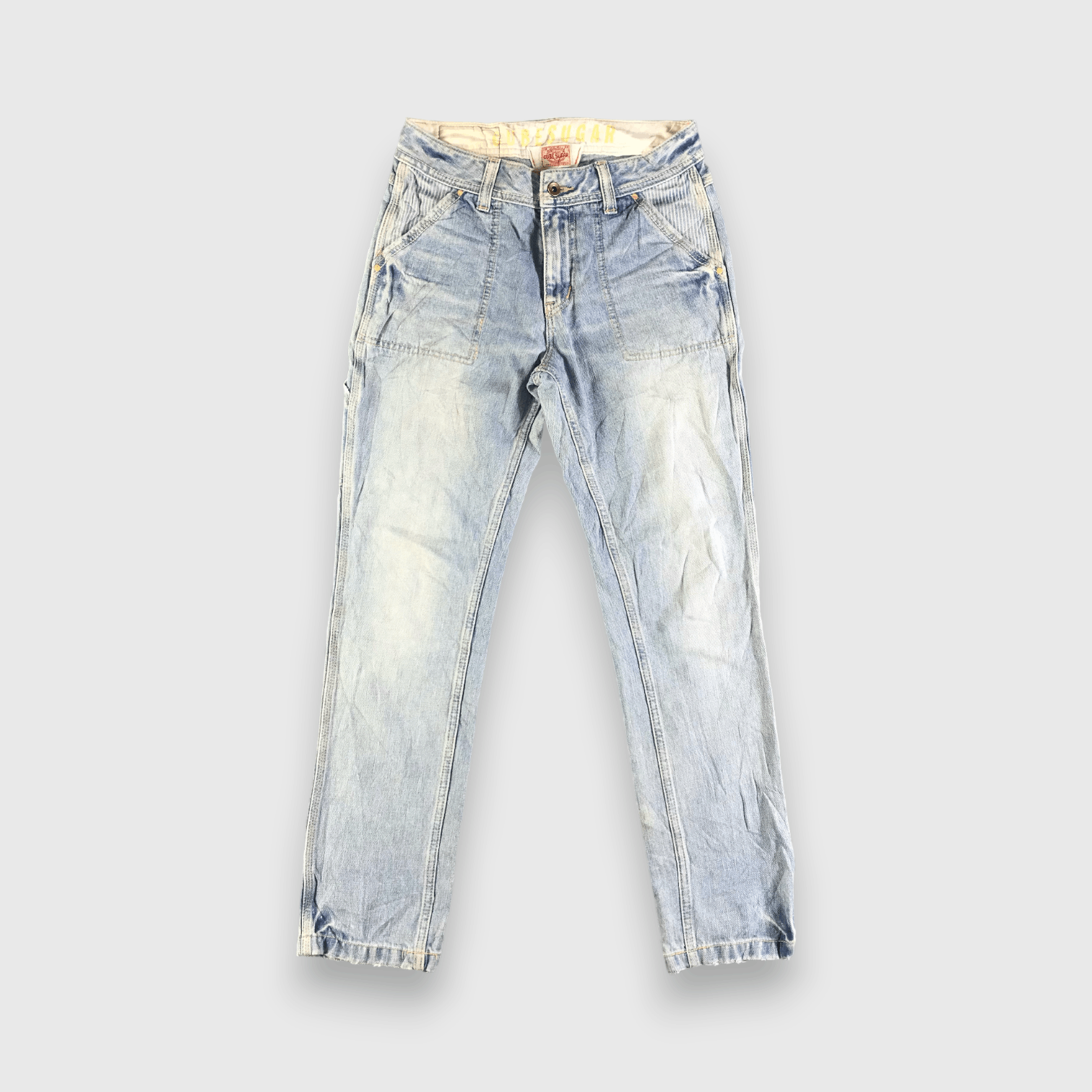 Japanese Brand Vintage Light Wash Cube Sugar Jeans-J3991 Size US 31 - 1 Thumbnail
