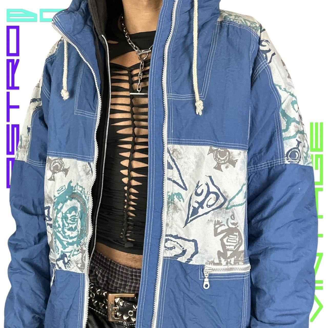 Other VIntage 90s Tattoo Print Gray/Blue Nylon Jacket - XL Size US XL / EU 56 / 4 - 4 Thumbnail