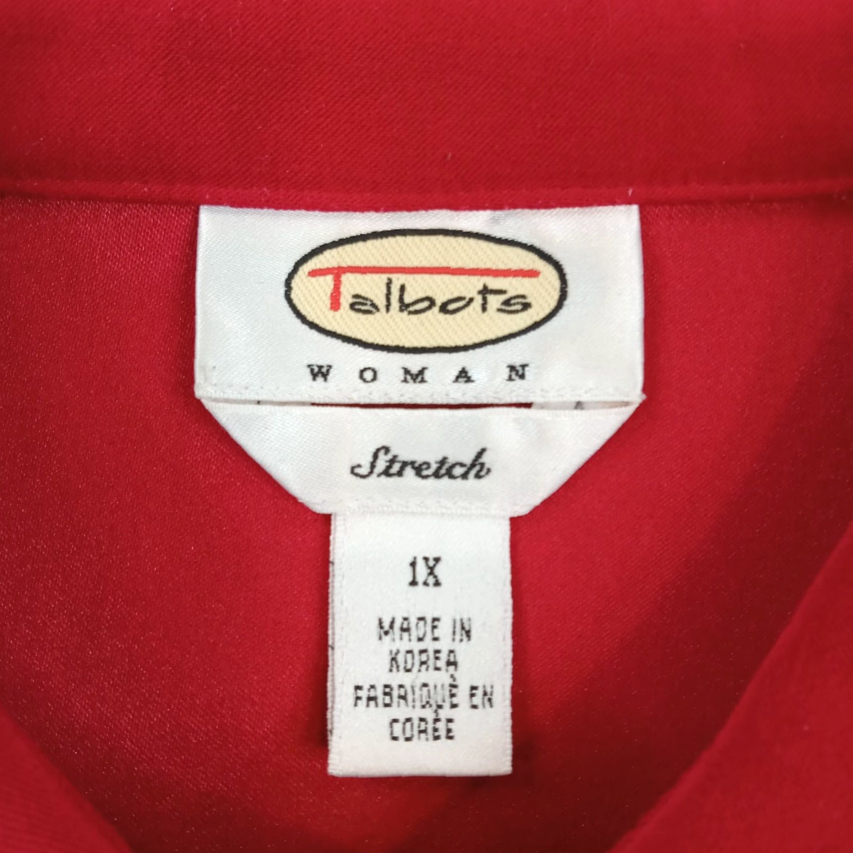 Talbots VINTAGE Talbots Women's Red Long Sleeve Button-Up Stretch Shirt 1X Preppy Size XL / US 12-14 / IT 48-50 - 7 Thumbnail