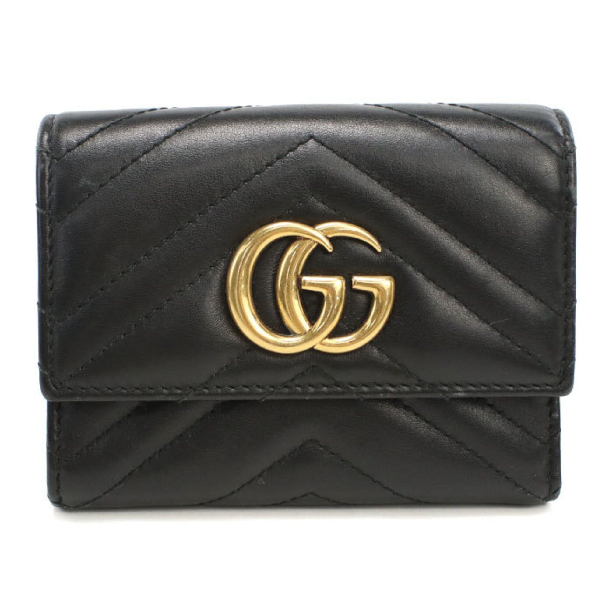 Gucci Gucci Tri-fold Wallet 474802 GG Marmont Women's Black Size ONE SIZE - 1 Thumbnail