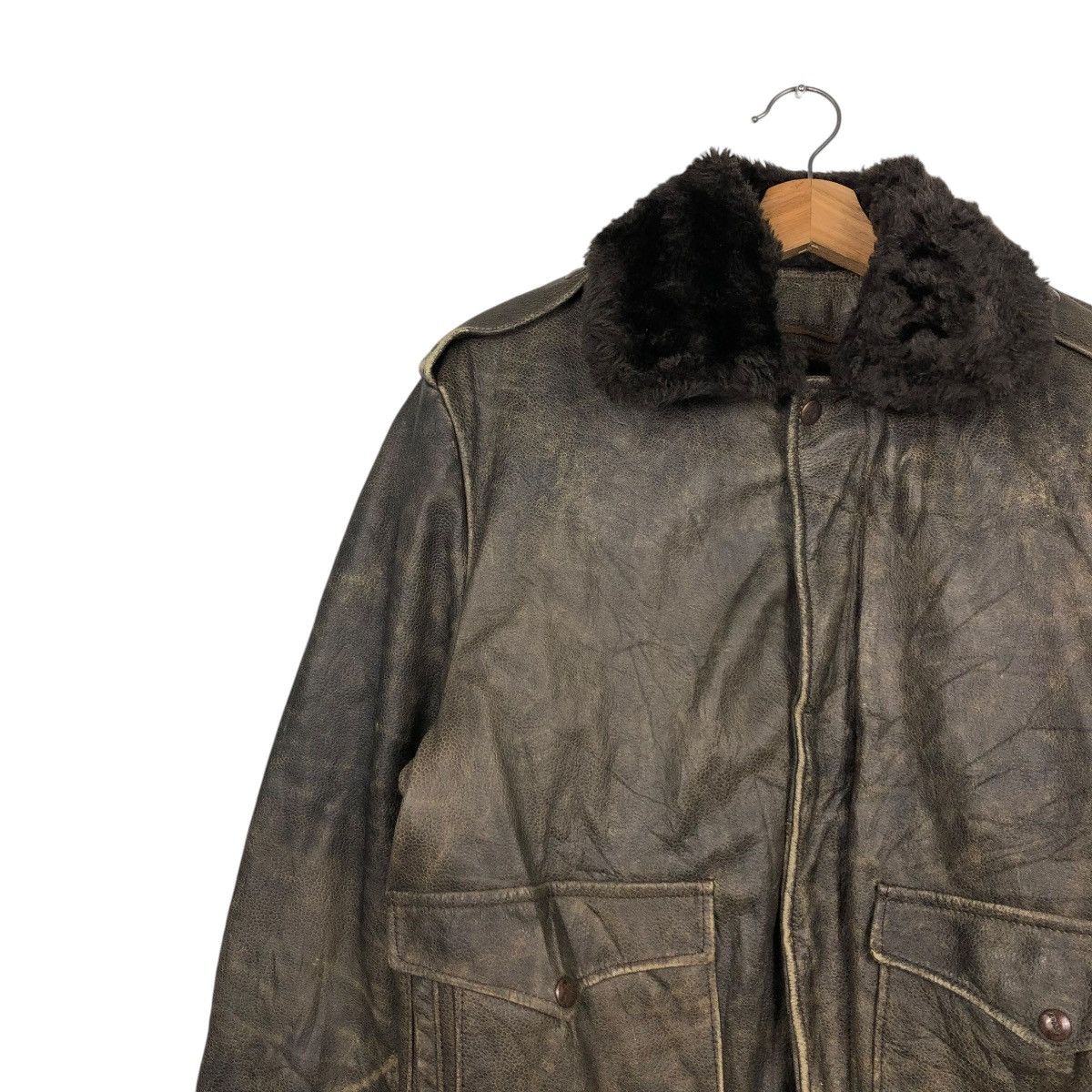 Vintage 🔥VINTAGE LEATHER JACKET BROOKS CRAFTED WITH PRIDE USA Size US M / EU 48-50 / 2 - 9 Thumbnail