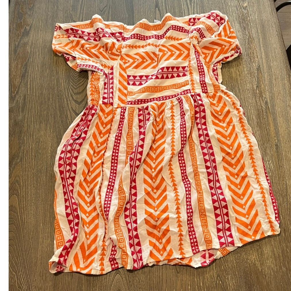 Old Navy Old Navy Jacquard Mini Swing Dress Shirred Orange Red Size L Size L / US 10 / IT 46 - 5 Thumbnail