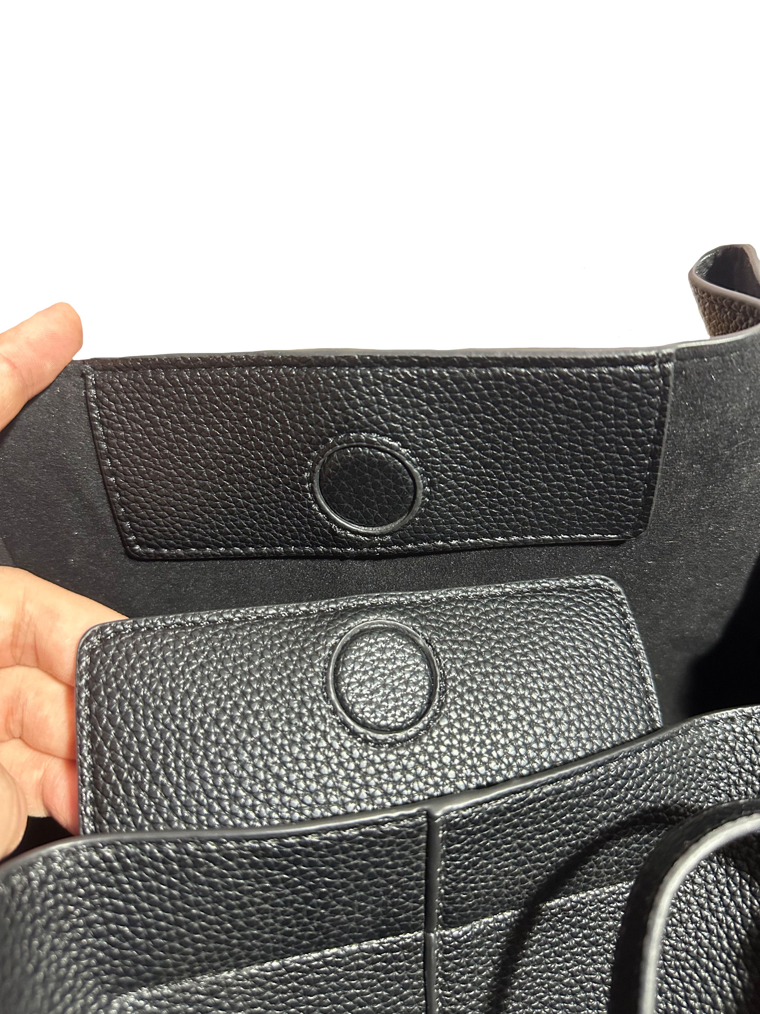 Other Yuzefi Black Leather Tote Bag Medium Size Designer Modern Size ONE SIZE - 7 Thumbnail