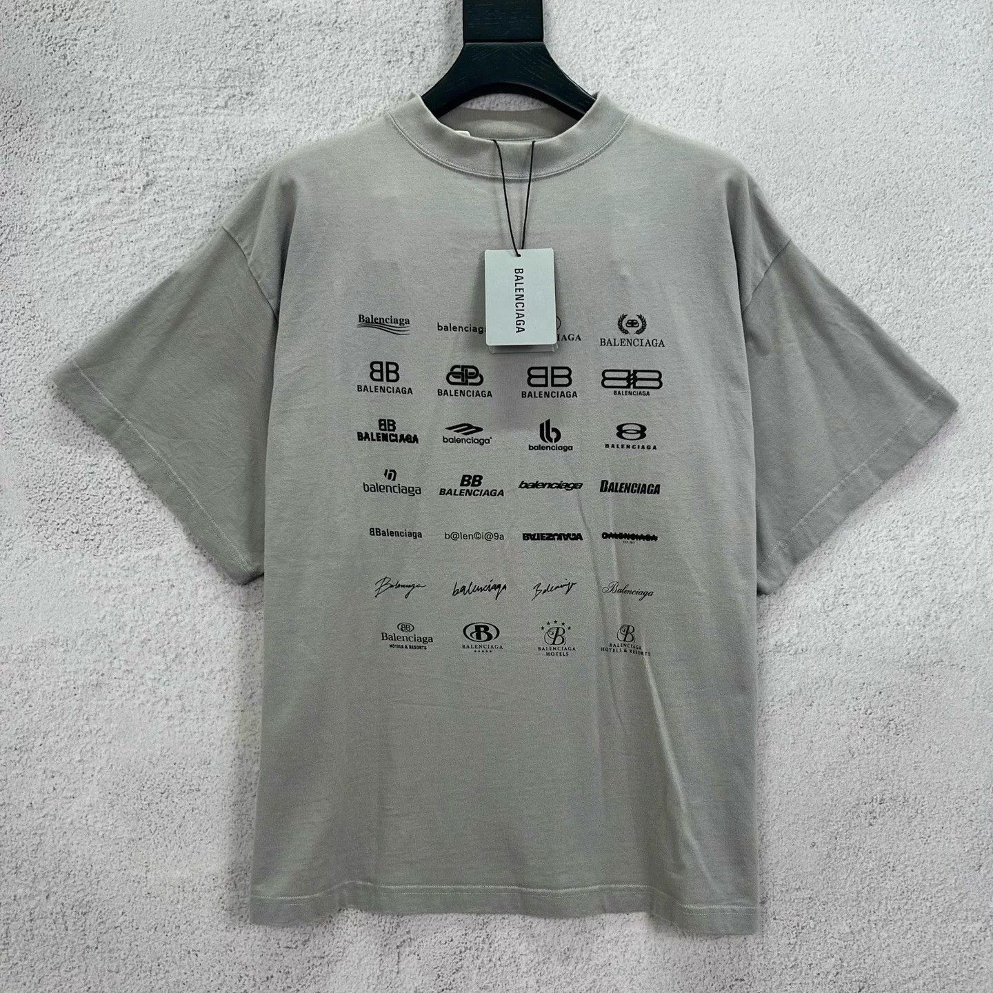 Balenciaga Balenciaga Double-Face Multi Logo Washed Gray Short Tee Size US S / EU 44-46 / 1 - 1 Thumbnail