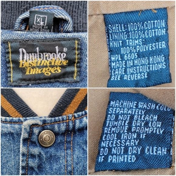 Dunbrooke Vintage 90s Kemps Employee Two Tone Denim Varsity Bomber Jac Size US XL / EU 56 / 4 - 3 Thumbnail
