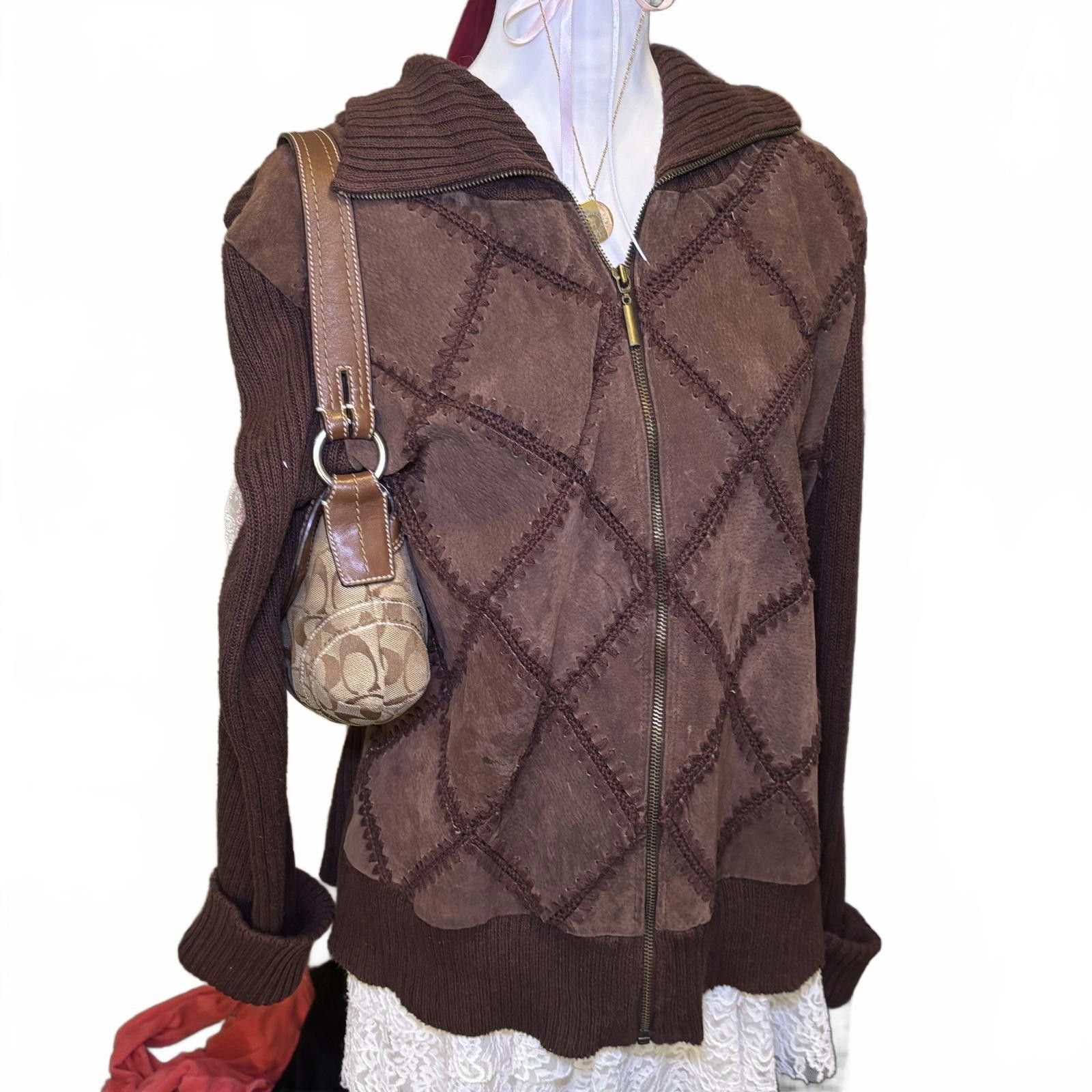 Other vintage leather knit zip up Size XL / US 12-14 / IT 48-50 - 2 Thumbnail