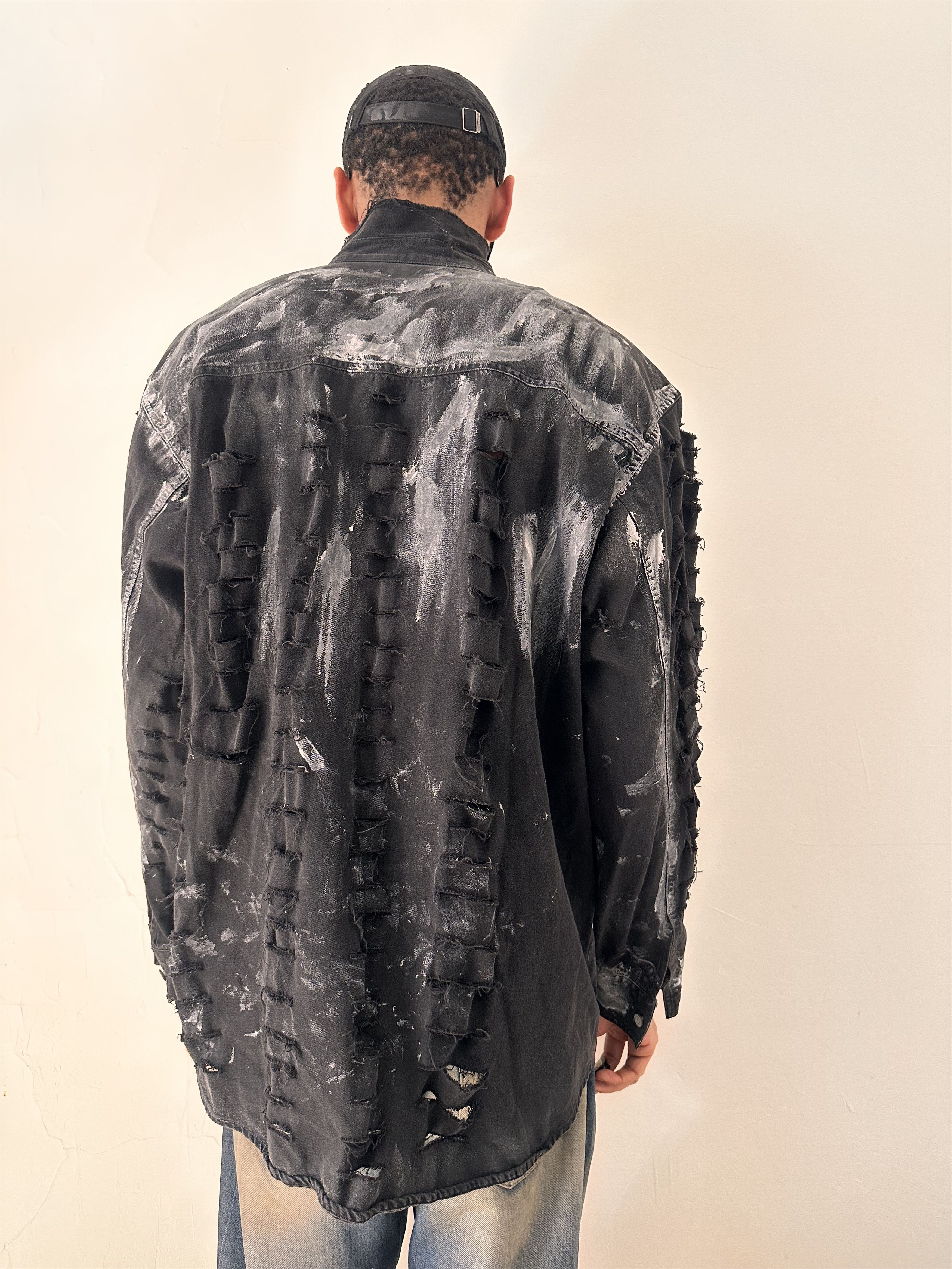 Levi's ASTROBOI* x Levis Black Painted Denim Grunge Shirt - XL Size US XL / EU 56 / 4 - 4 Thumbnail
