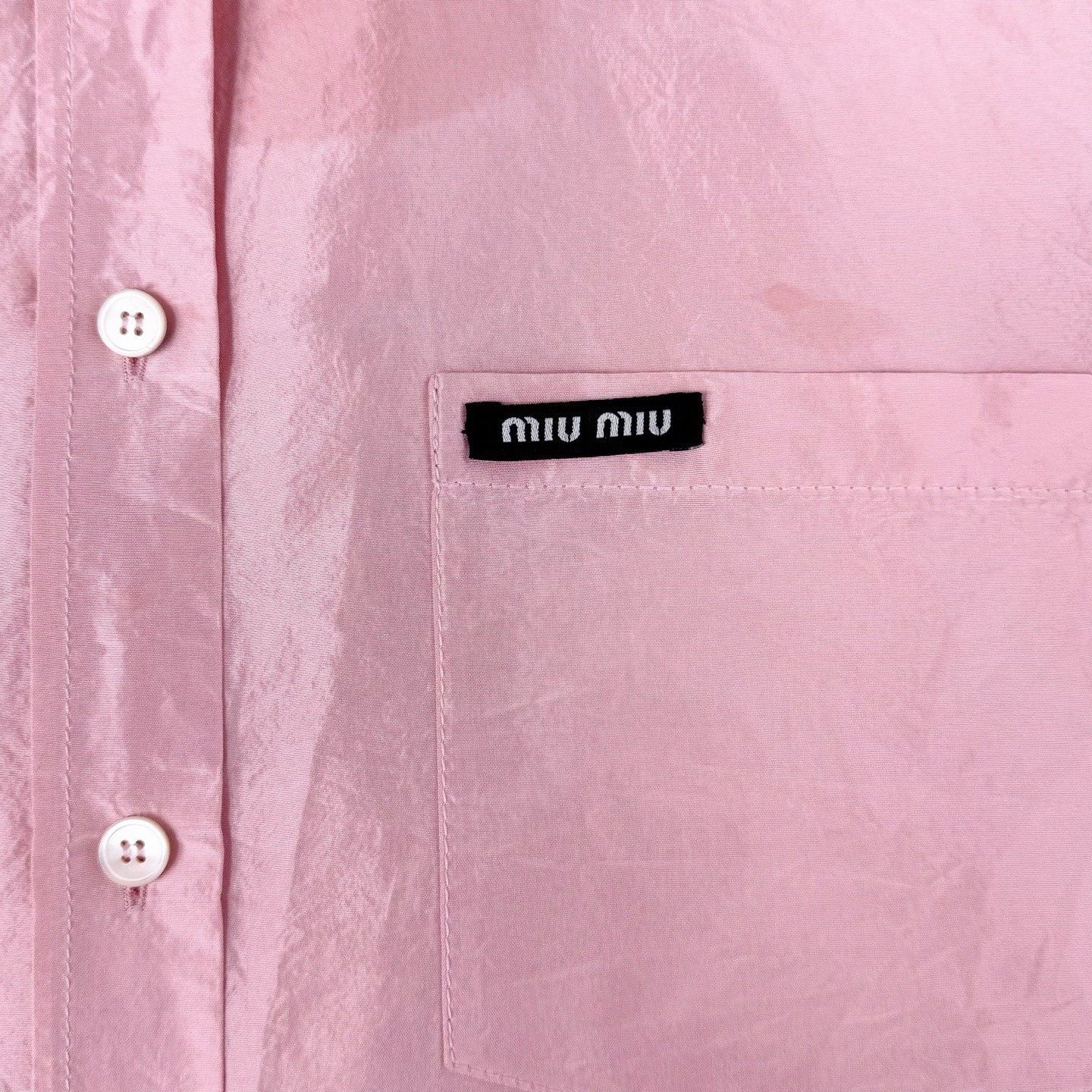 Miu Miu Miu Miu Light Pink Floral Silk Short-Sleeve Shirt Size US S / EU 44-46 / 1 - 5 Thumbnail