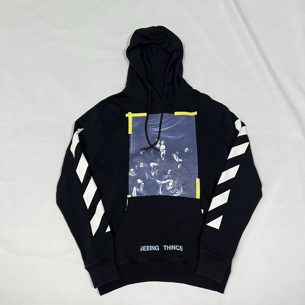 image of Off White Off-White Fw17 Diag Caravaggio Hoodie in Black, Men's (Size Small)