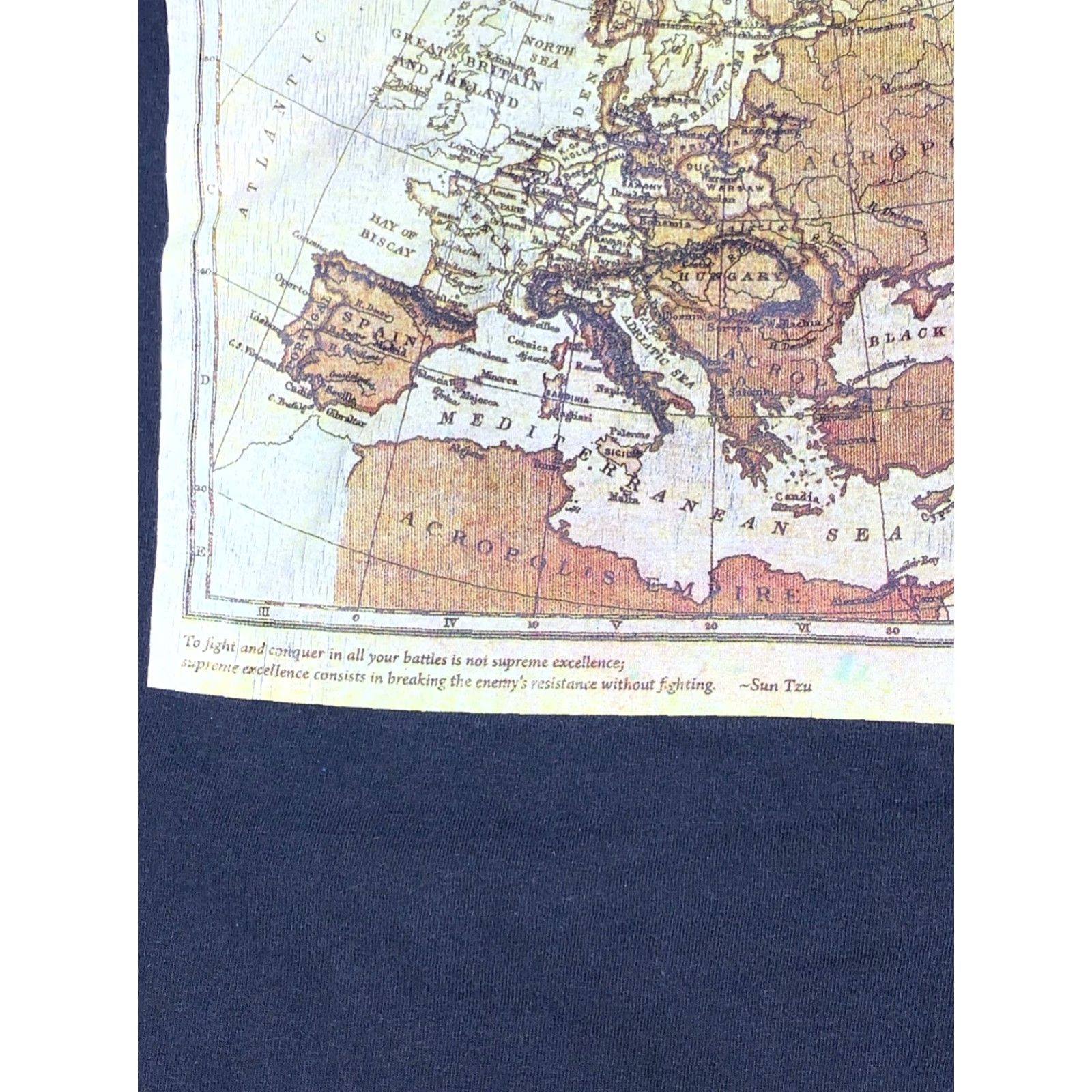 Vintage VINTAGE Acropolis Shirt Mens XL Black Europe Map Sun Tzu Quote Y2K 12715 Size US XL / EU 56 / 4 - 4 Thumbnail