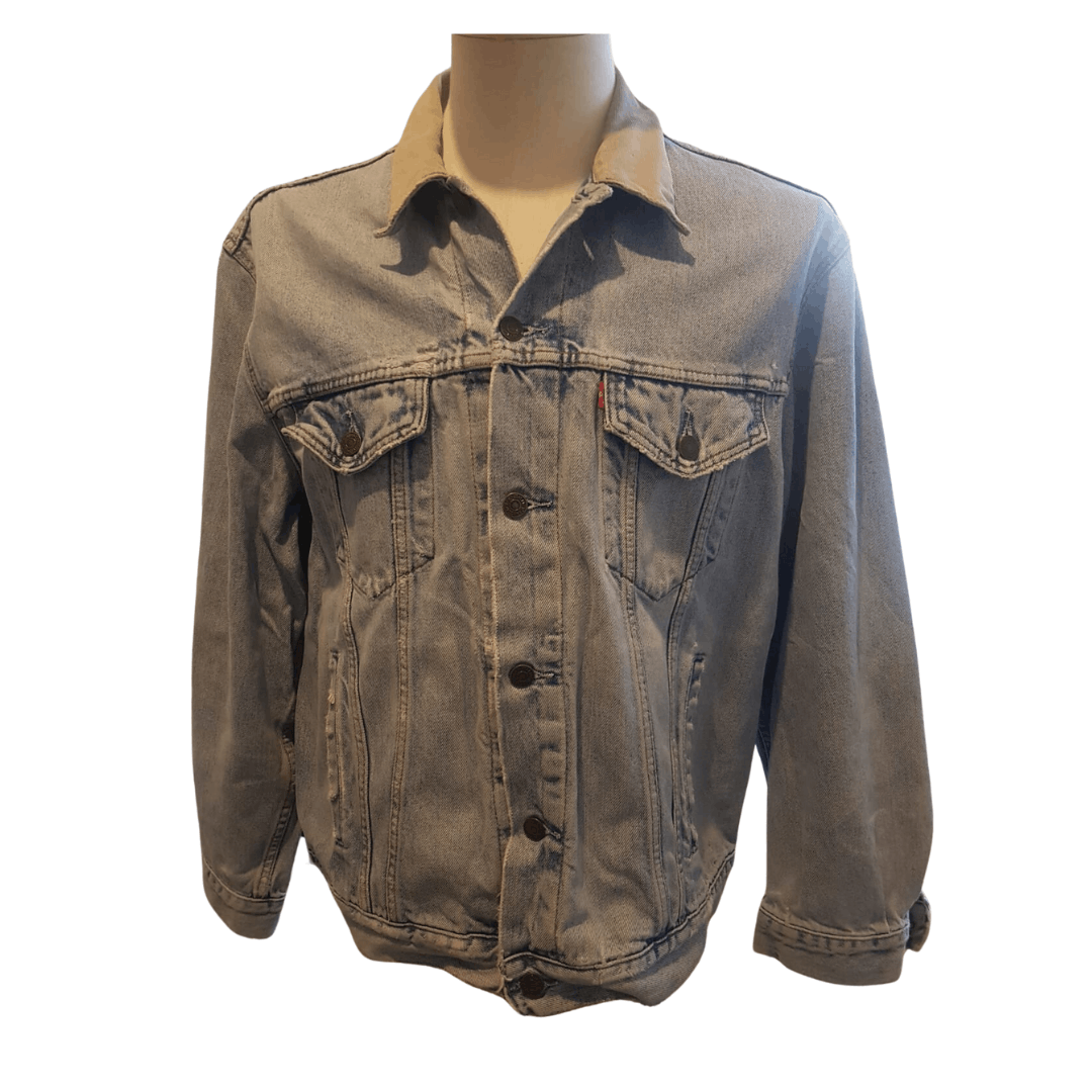 image of Levis Strauss Real Distressed VTG Usa Denim Trucker Jacket in Blue, Men's (Size Large)