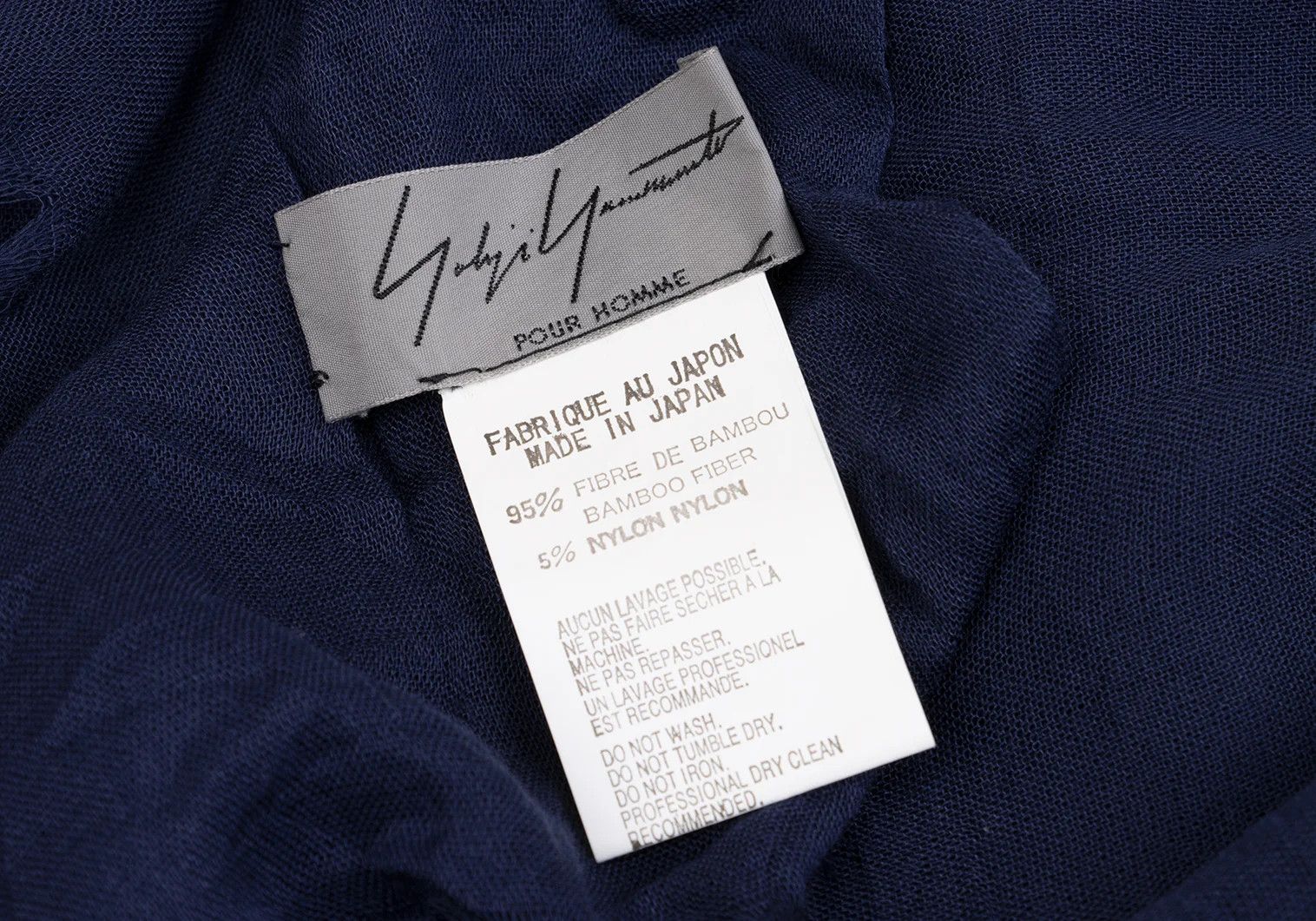 Yohji Yamamoto Yohji Yamamoto Bamboo Nylon Fringe Stole Navy Size ONE SIZE - 6 Thumbnail