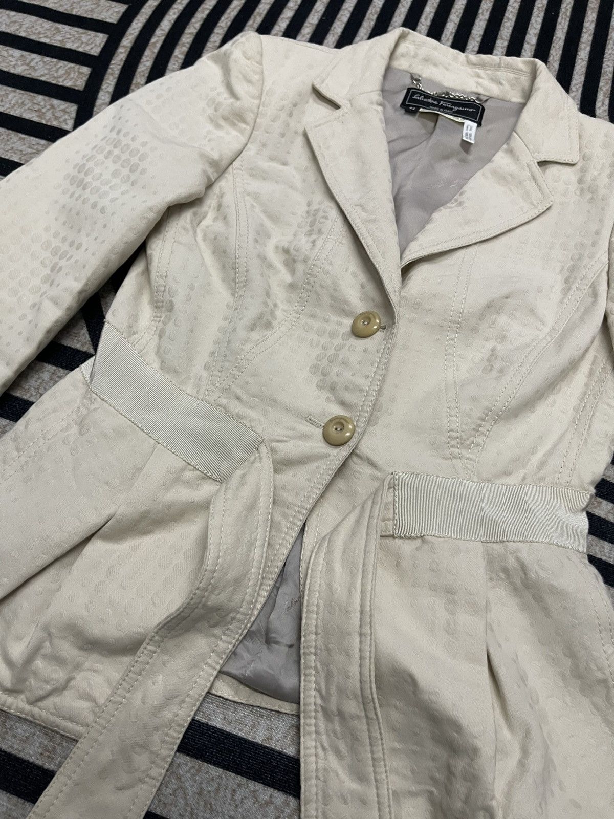 Salvatore Ferragamo 90s SALVATORE FERRAGAMO COTTON BLAZZER LINEN SILK RARE Size M / US 6-8 / IT 42-44 - 5 Thumbnail