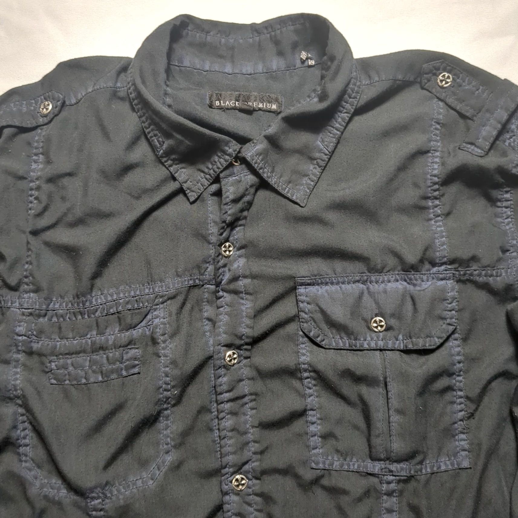 Affliction Affliction Black Premium Button-Down Shirt Embroidered Long Sleeve 2XL Mens Black Size US XXL / EU 58 / 5 - 4 Thumbnail