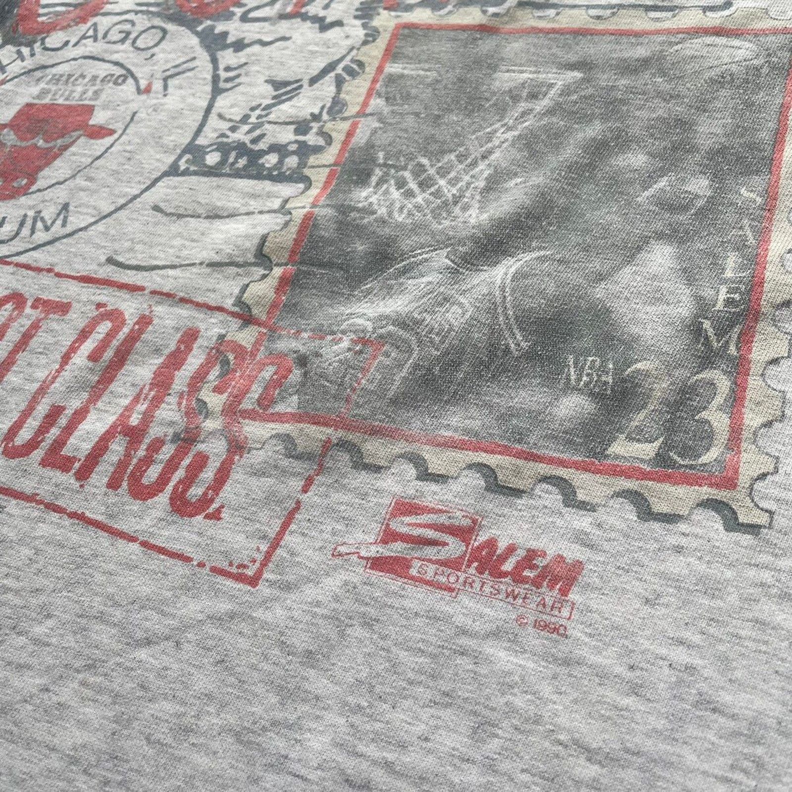 NBA × Salem Sportswear × Vintage Vintage 90s Michael Jordan Chicago Bulls NBA T Shirt Medium Size US M / EU 48-50 / 2 - 7 Thumbnail
