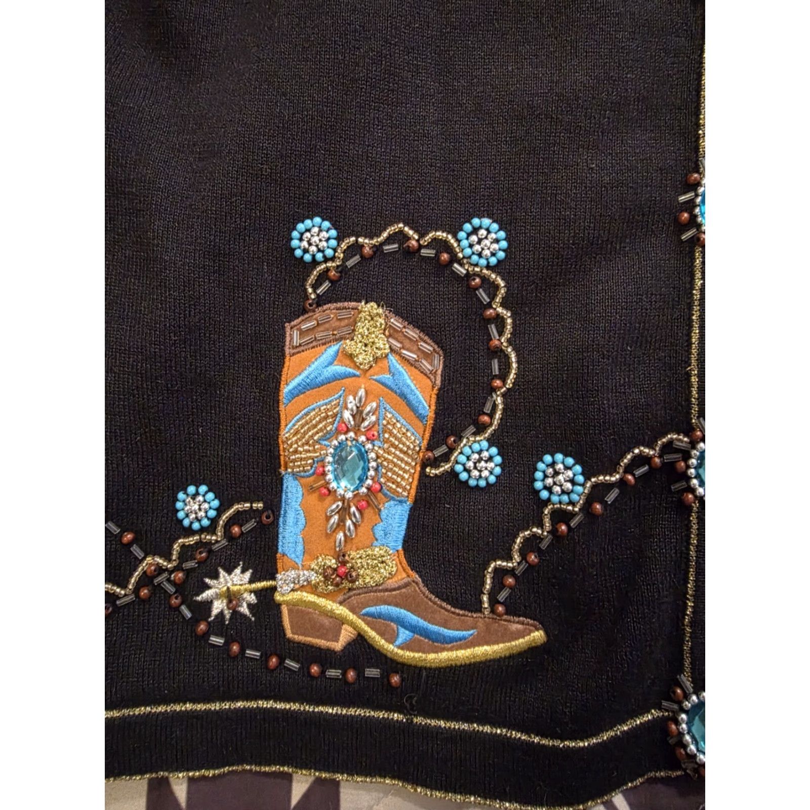 Vintage VINTAGE Berek Takako Sakon Embellished Cardigan Beaded Western Boho Black Small Size S / US 4 / IT 40 - 5 Thumbnail