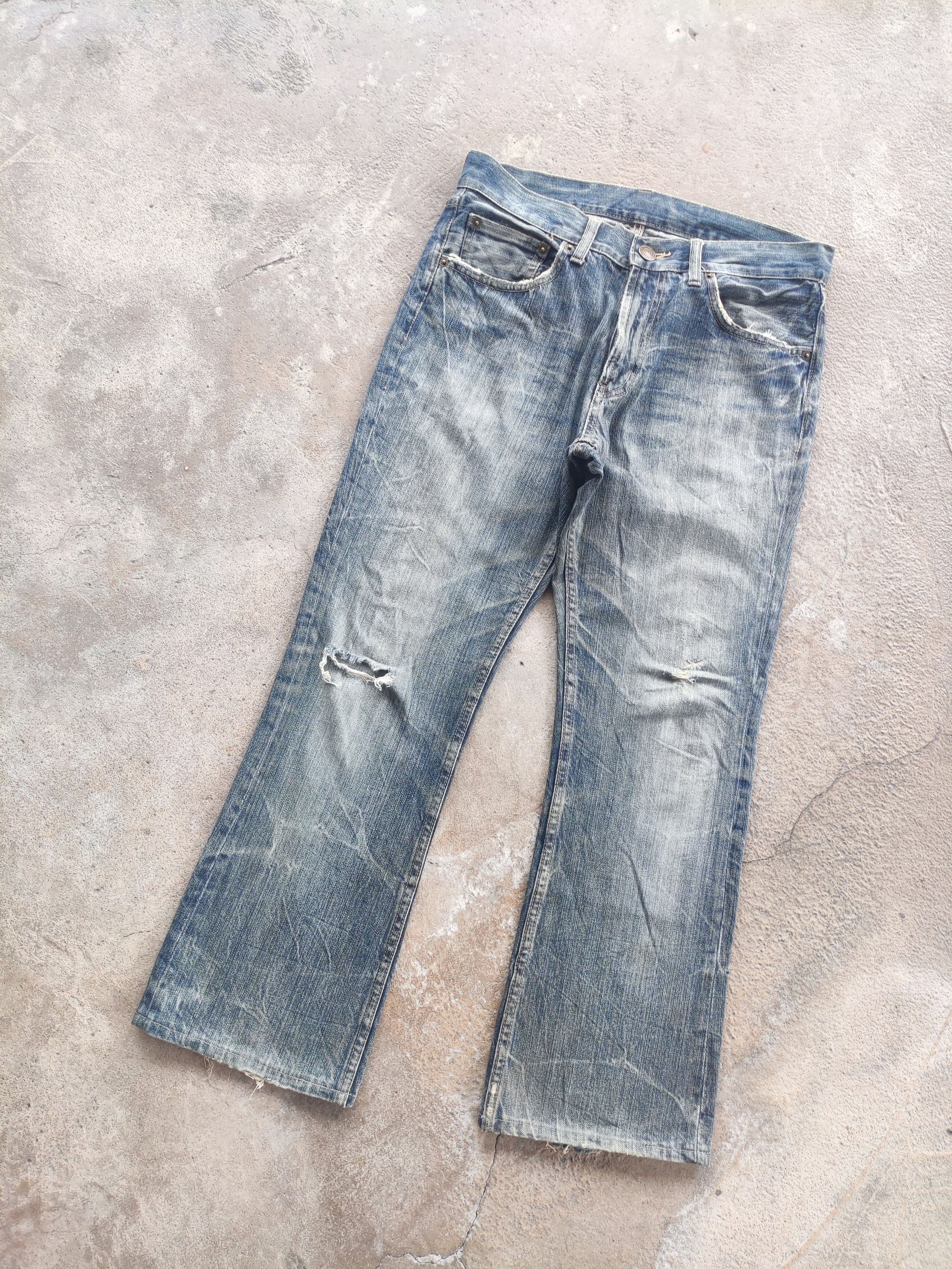 Japanese Brand Vintage Japanese Brand Flare Denim Distress Faded Pants Size US 31 - 2 Thumbnail