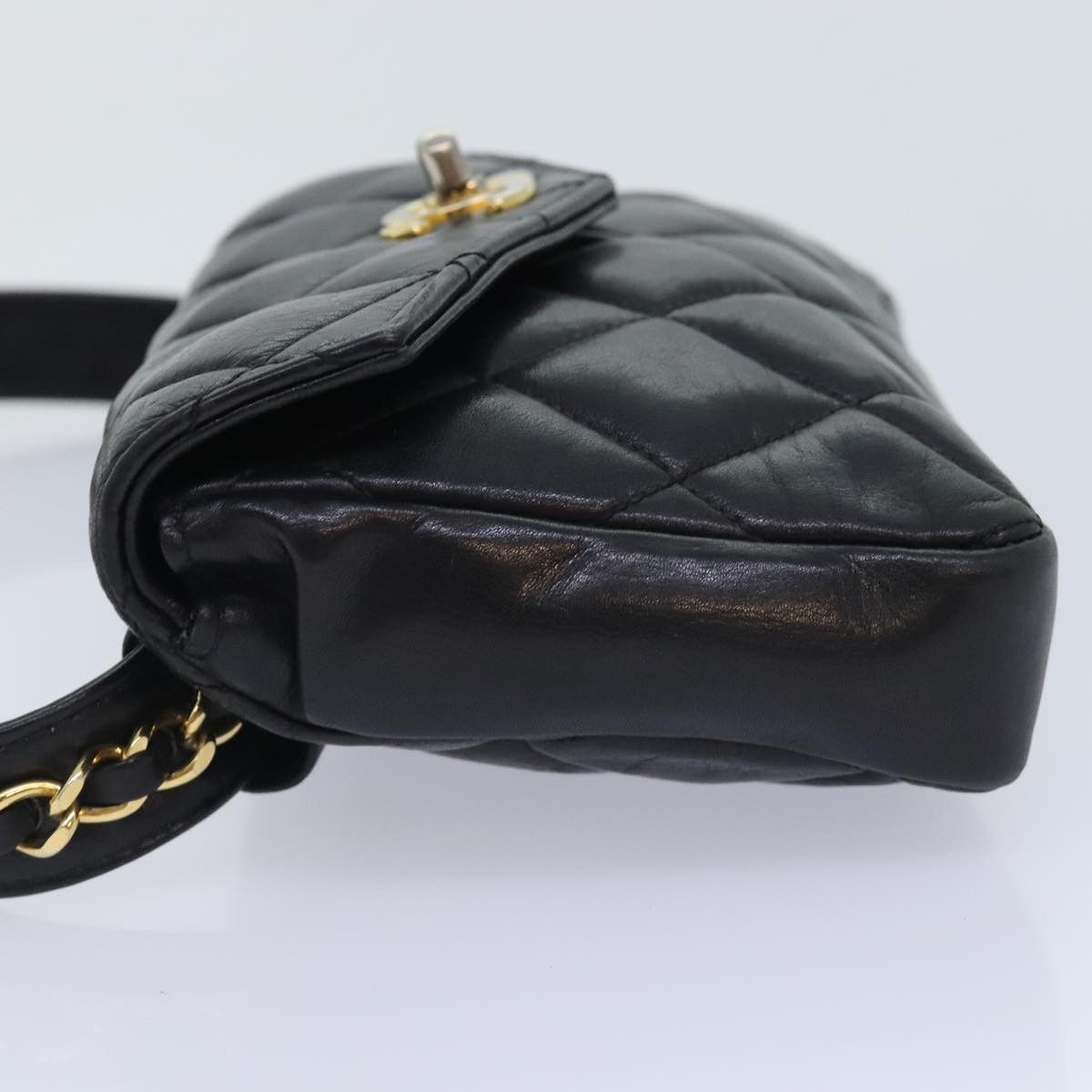 Chanel CHANEL Matelasse Waist Bag Lamb Skin Black Gold CC Size ONE SIZE - 3 Thumbnail