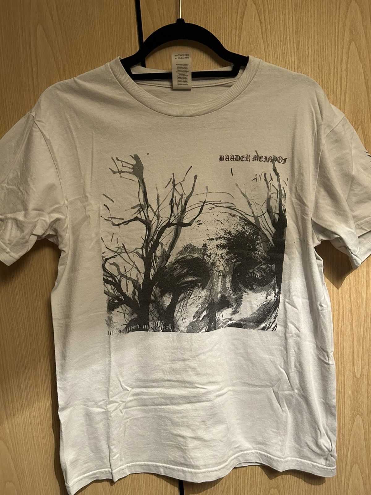 image of Band Tees x Ghostemane Baader Meinhof Evil Beneath A Veil Of Justice Tee in White (Size Medium)
