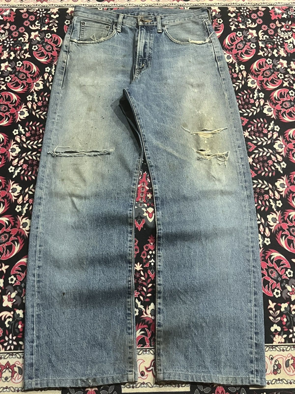 Kapital Vintage Edwin 505 Blue Wash Paint Splatter Rip Selvedge Jean Size US 30 / EU 46 - 1 Thumbnail