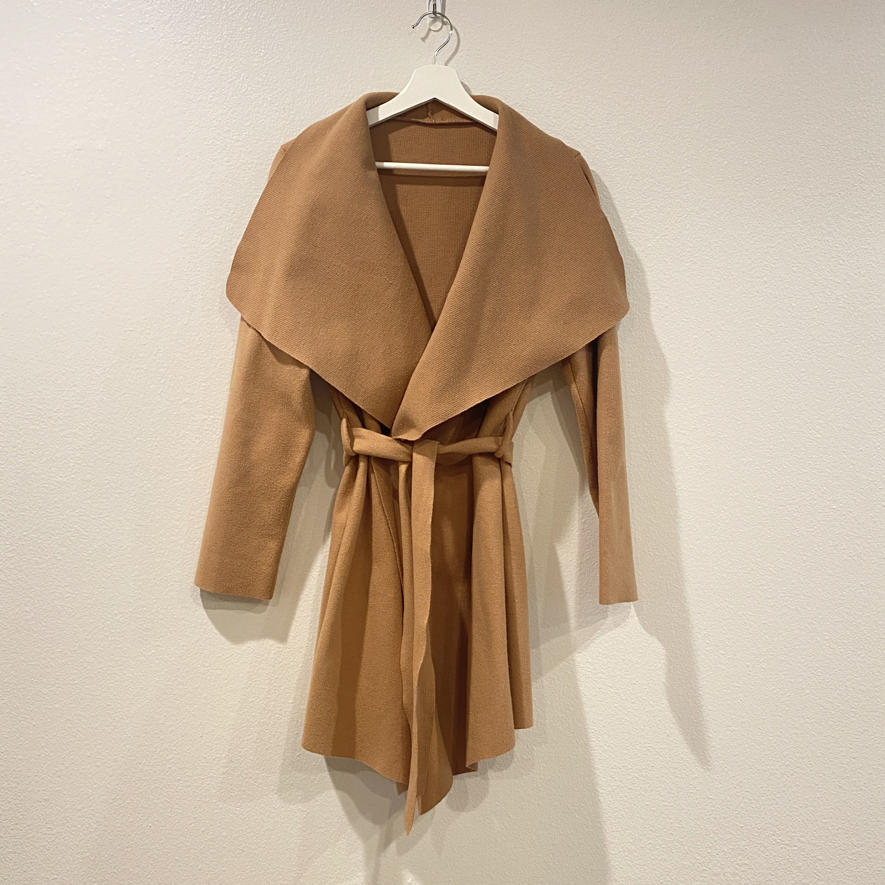 Other Tan Brown Mid-Length Wrap Coat Belted Minimalist Outerwear Size S / US 4 / IT 40 - 6 Thumbnail